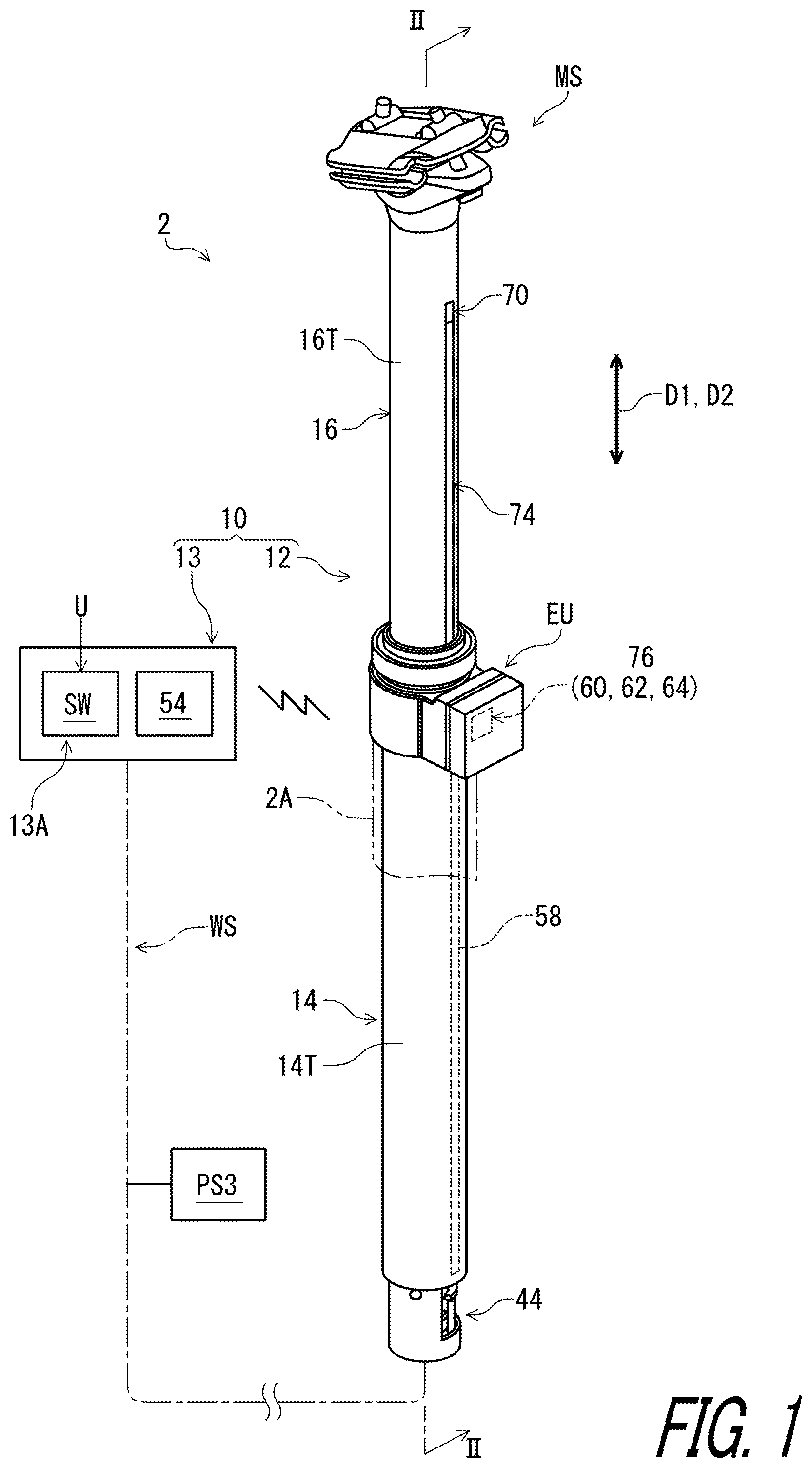 Patent US12103624 Figure 1 – Rider-posture changing device and control system of human-powered vehicle