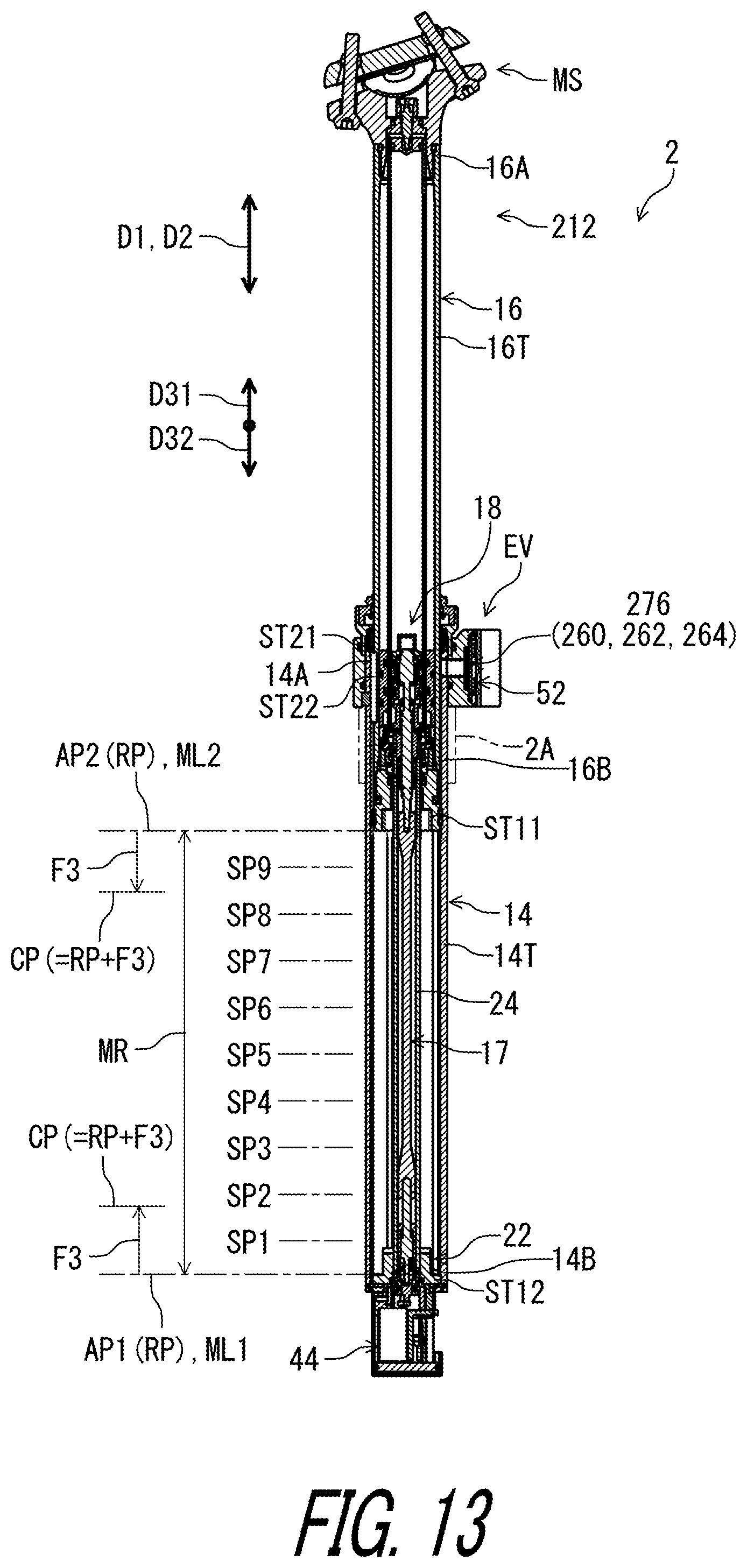 Patent US12103624 Figure 13 – Rider-posture changing device and control system of human-powered vehicle