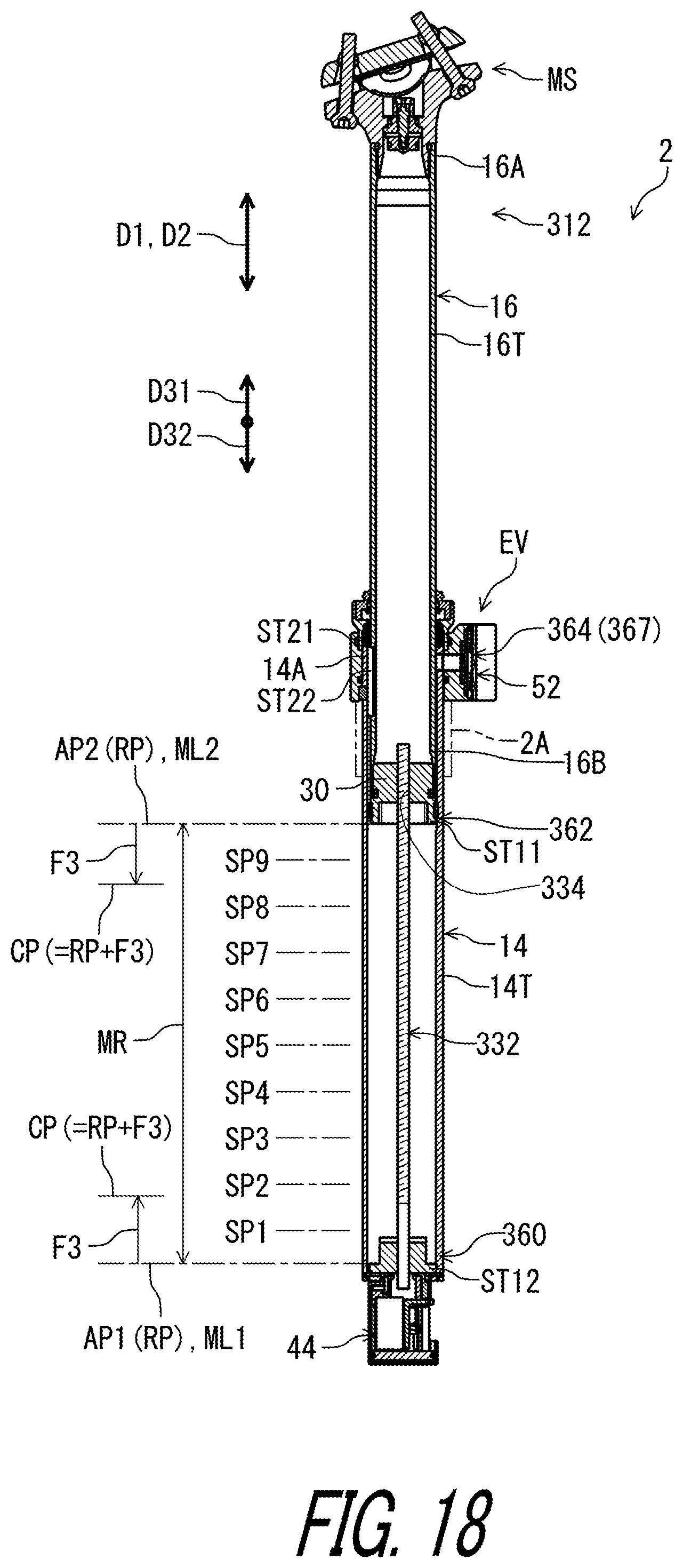 Patent US12103624 Figure 18 – Rider-posture changing device and control system of human-powered vehicle