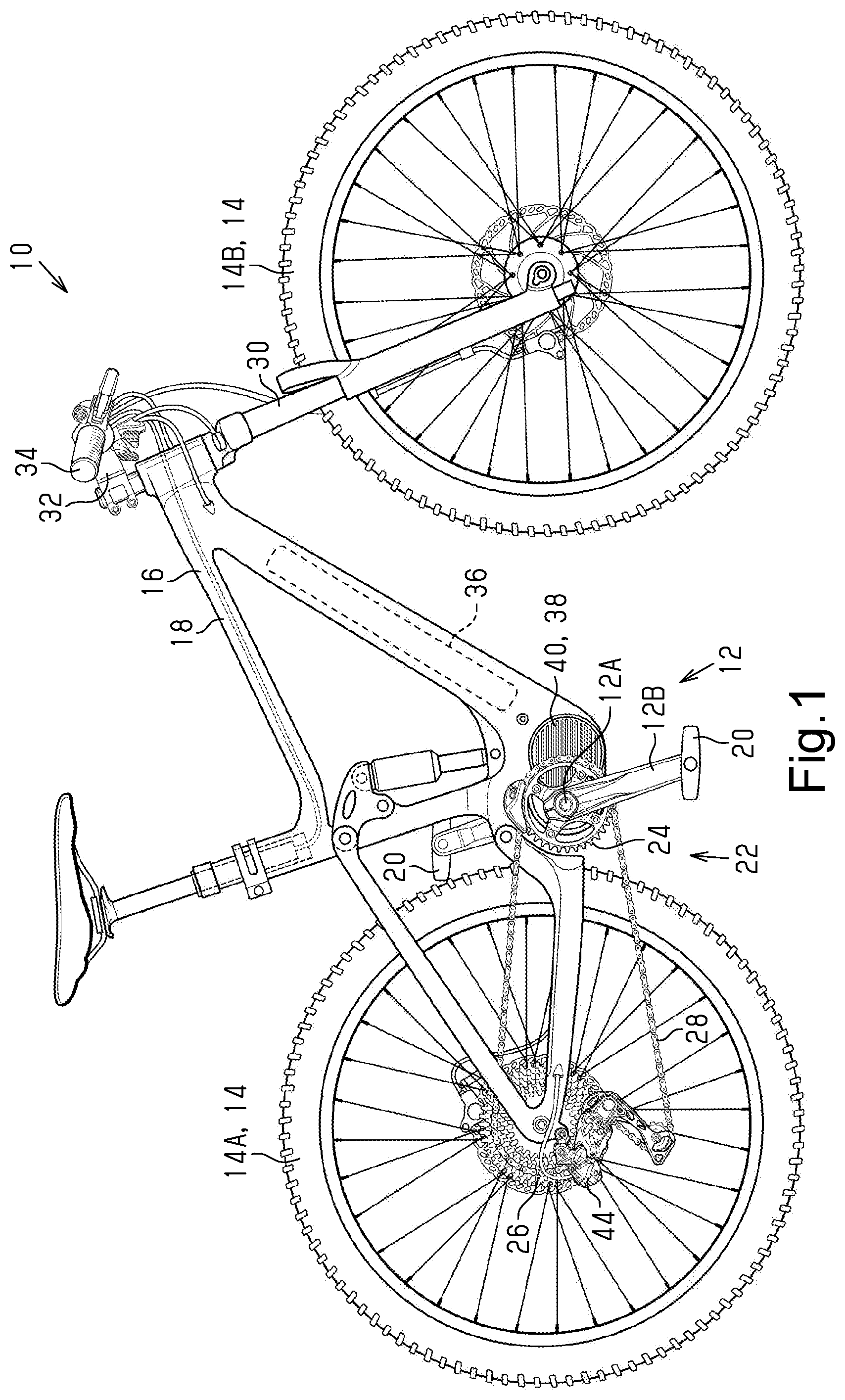 Patent US12103625 Figure 1 – Human-powered vehicle control device