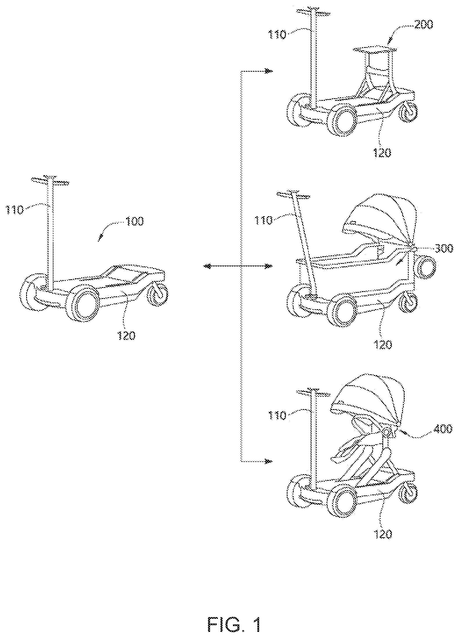 Patent US12103631 Figure 1 – Modular interchangeable personal mobility device