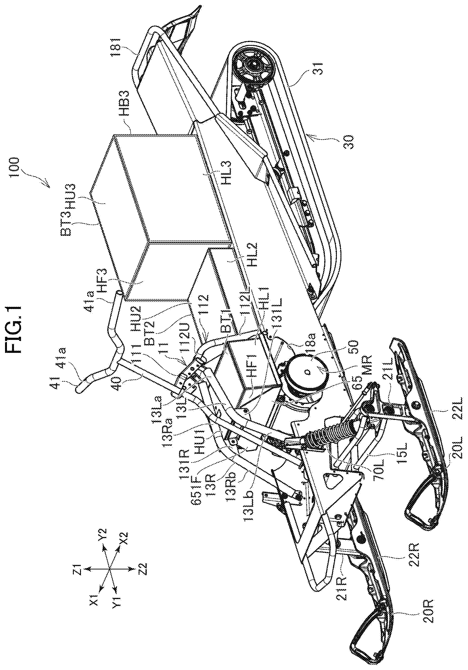 Patent US12103636 Figure 1 – Electric snowmobile