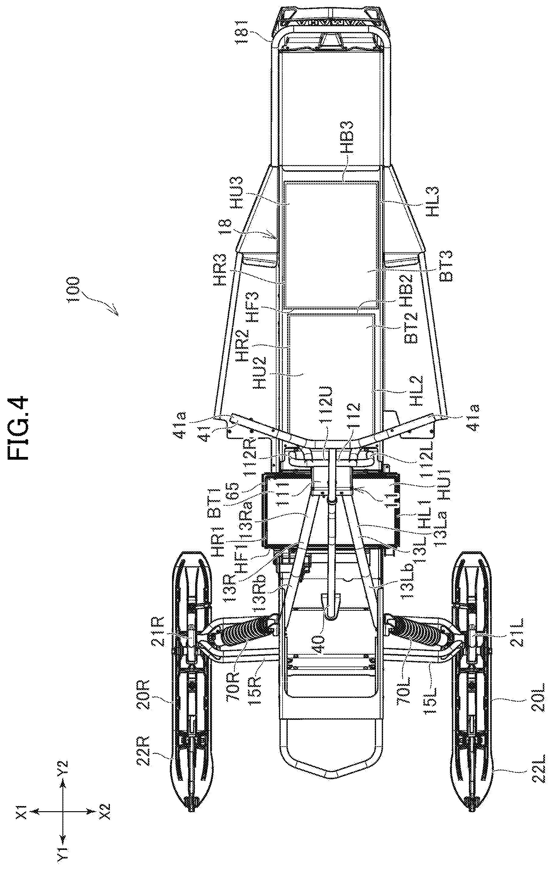 Patent US12103636 Figure 4 – Electric snowmobile
