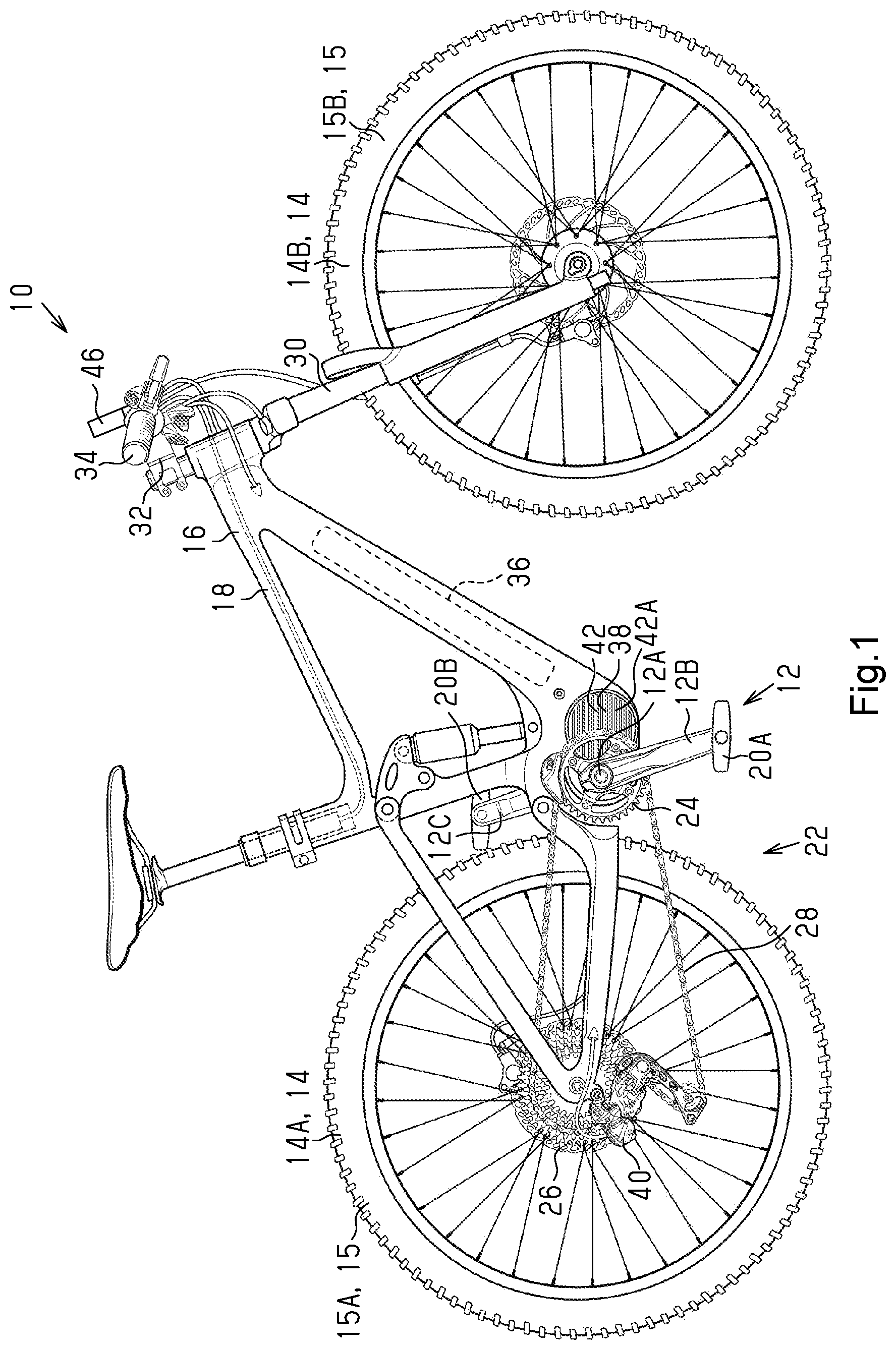 Patent US12103638 Figure 1 – Human-powered vehicle control device