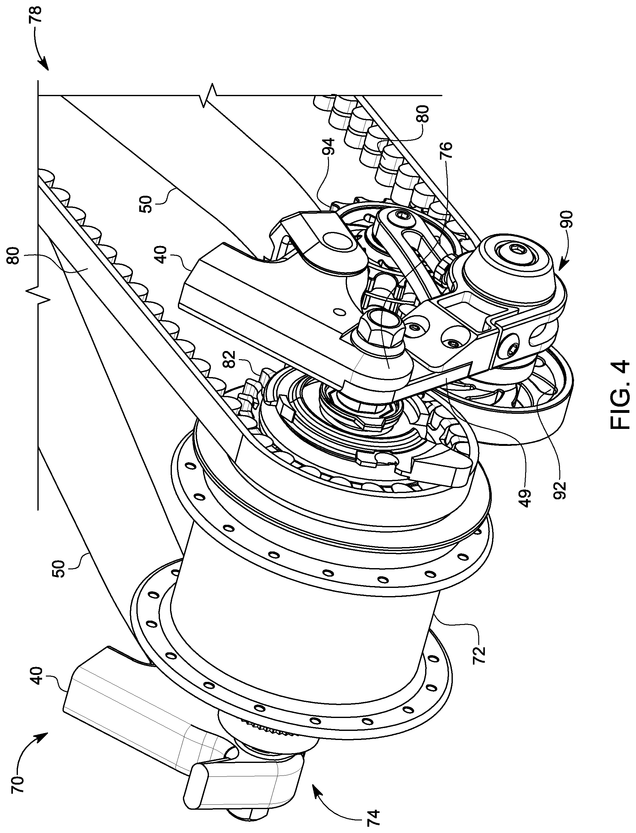Patent US12103641 Figure 4 – Bicycle belt or chain tensioner and internally geared hub conversion kit