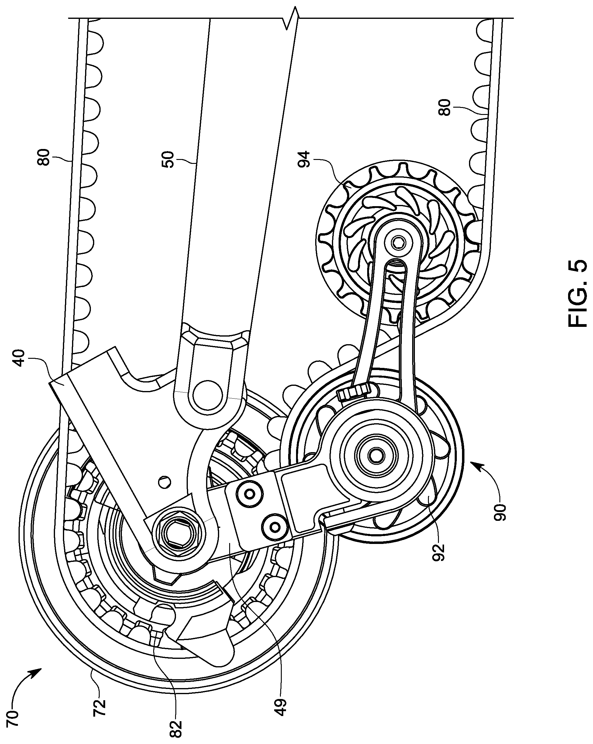 Patent US12103641 Figure 5 – Bicycle belt or chain tensioner and internally geared hub conversion kit