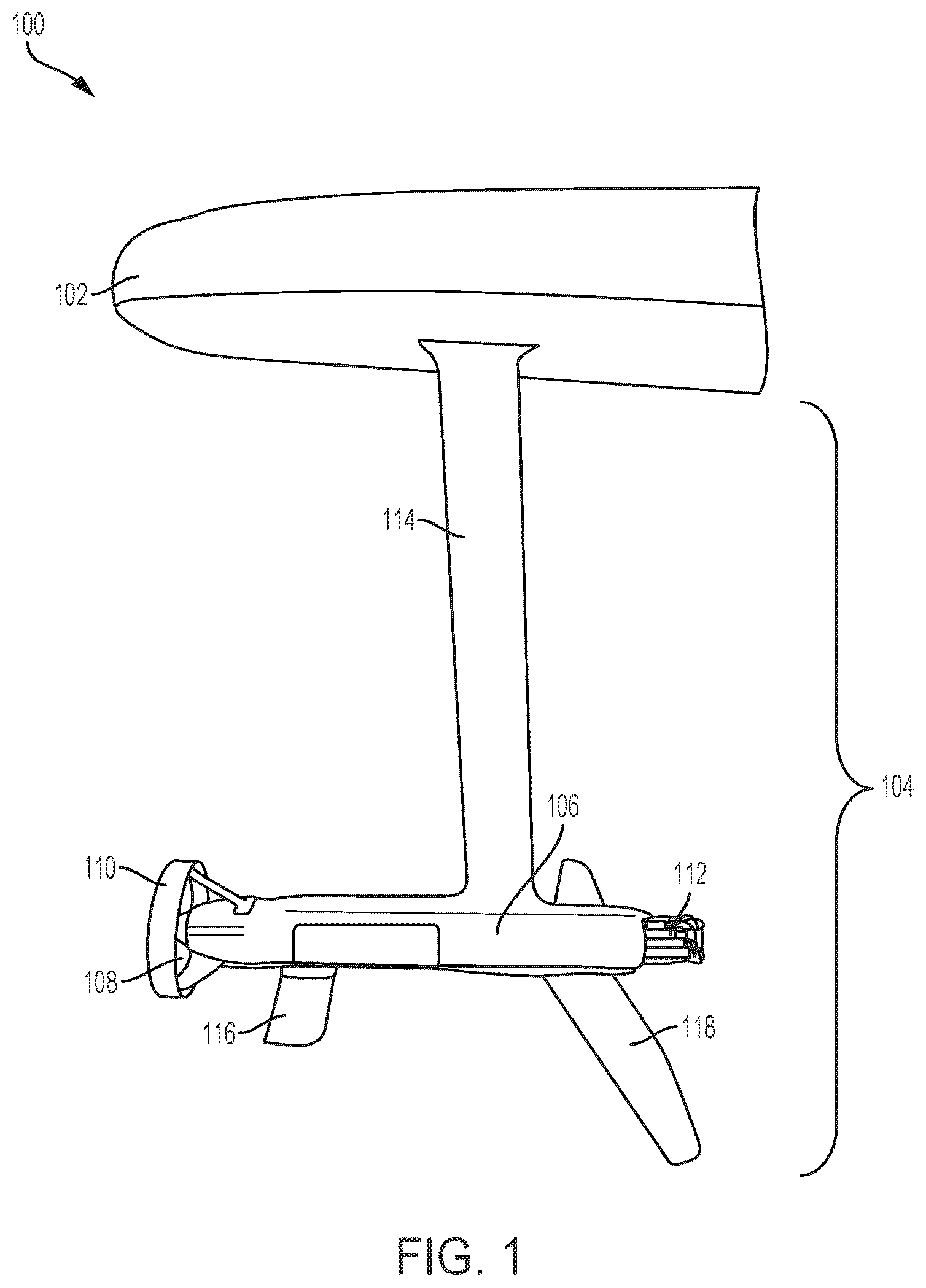 Patent US12103643 Figure 1 – Watercraft device with hydrofoil and electric propeller system