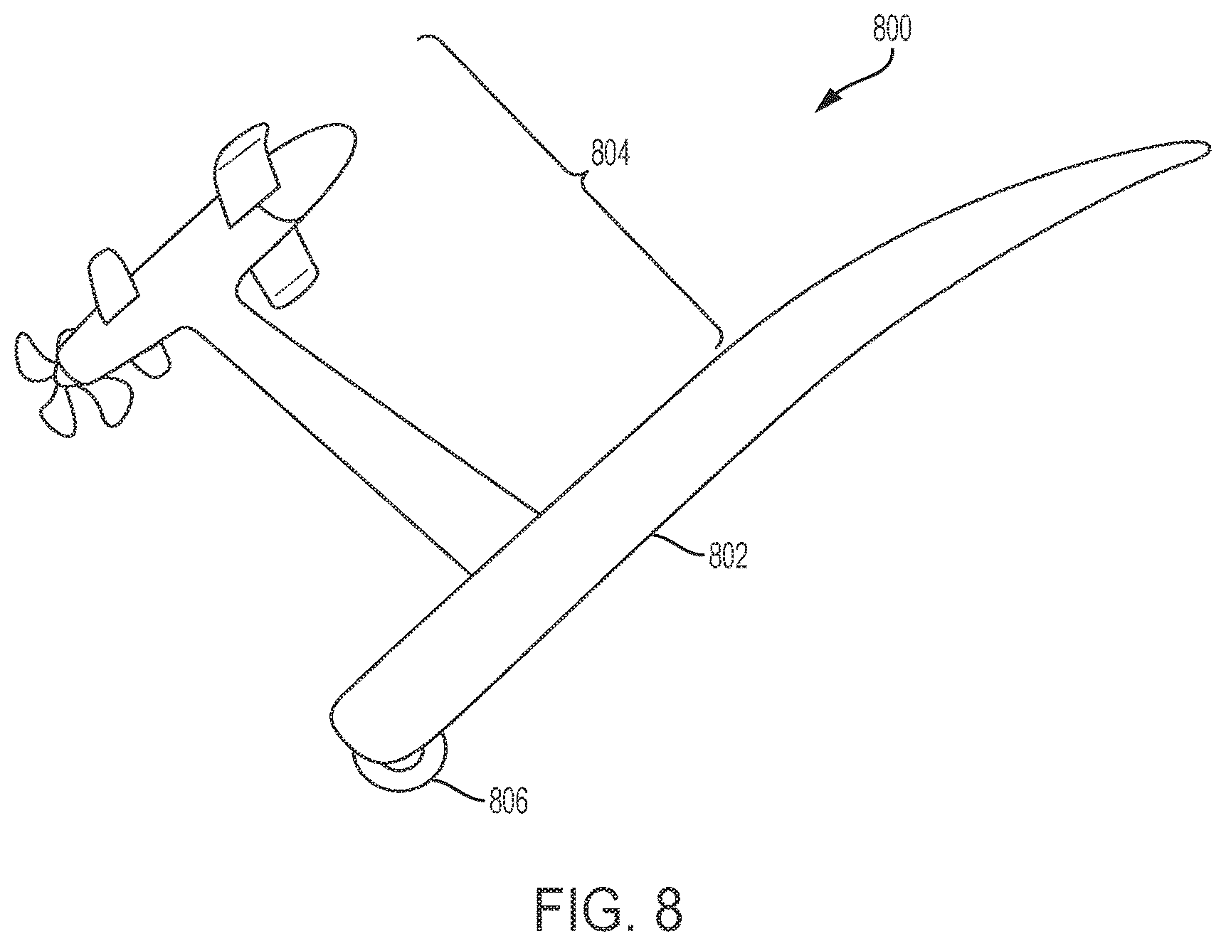 Patent US12103643 Figure 8 – Watercraft device with hydrofoil and electric propeller system