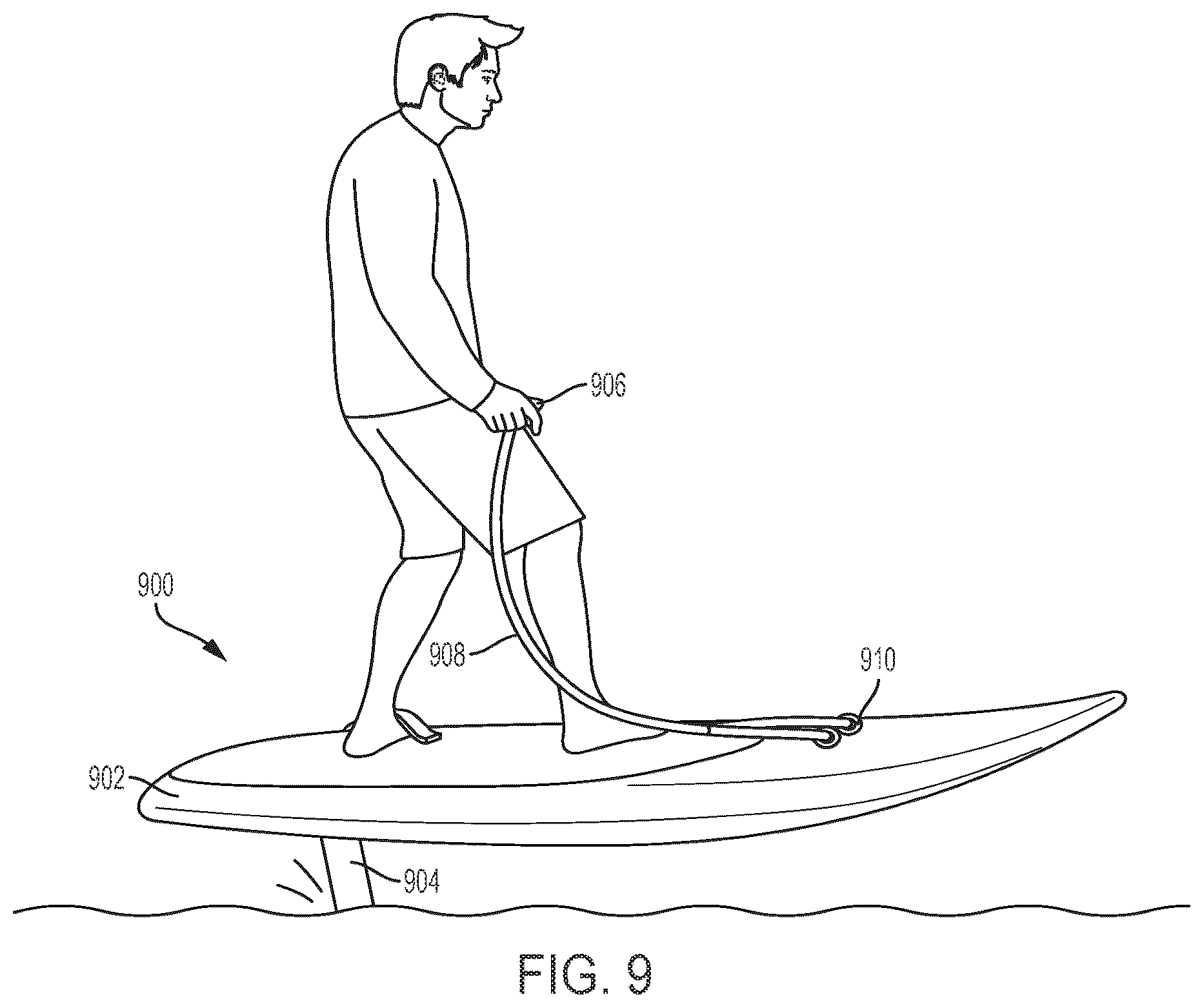 Patent US12103643 Figure 9 – Watercraft device with hydrofoil and electric propeller system