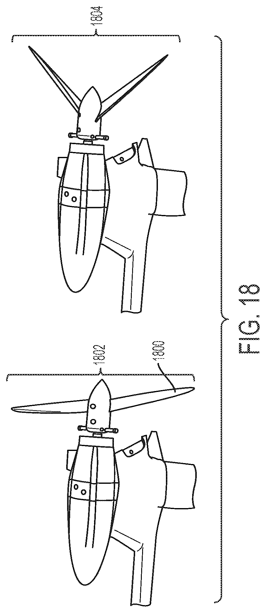 Patent US12103643 Figure 18 – Watercraft device with hydrofoil and electric propeller system
