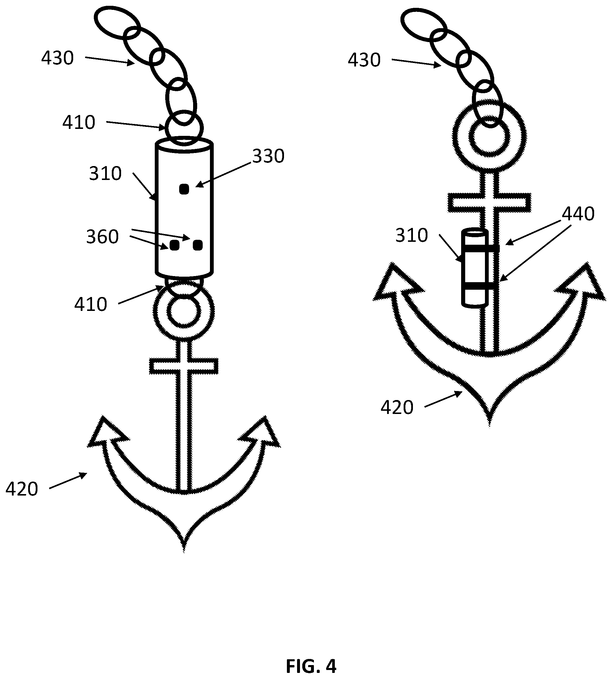 Patent US12103648 Figure 4 – Boat anchor monitoring system