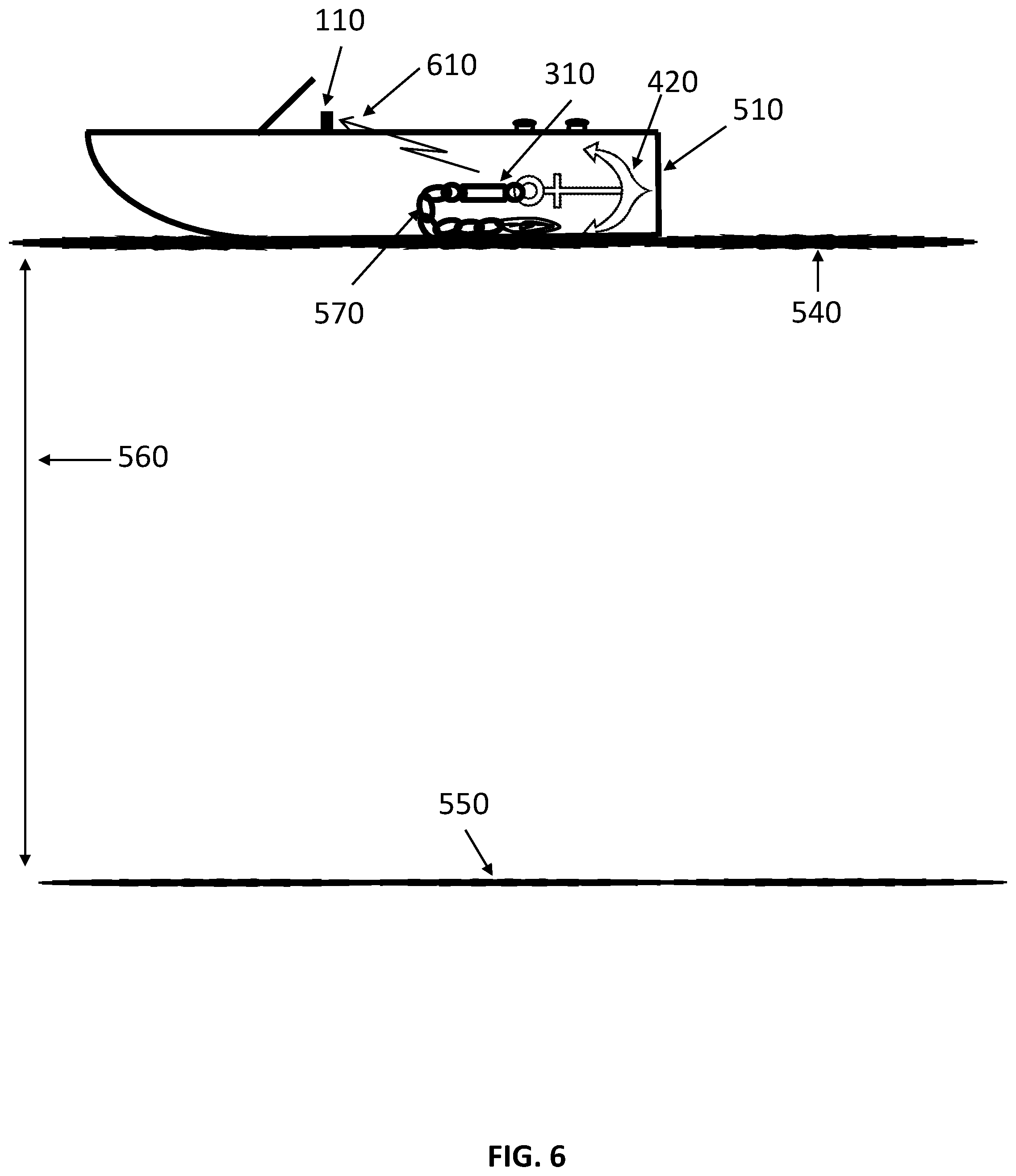 Patent US12103648 Figure 6 – Boat anchor monitoring system