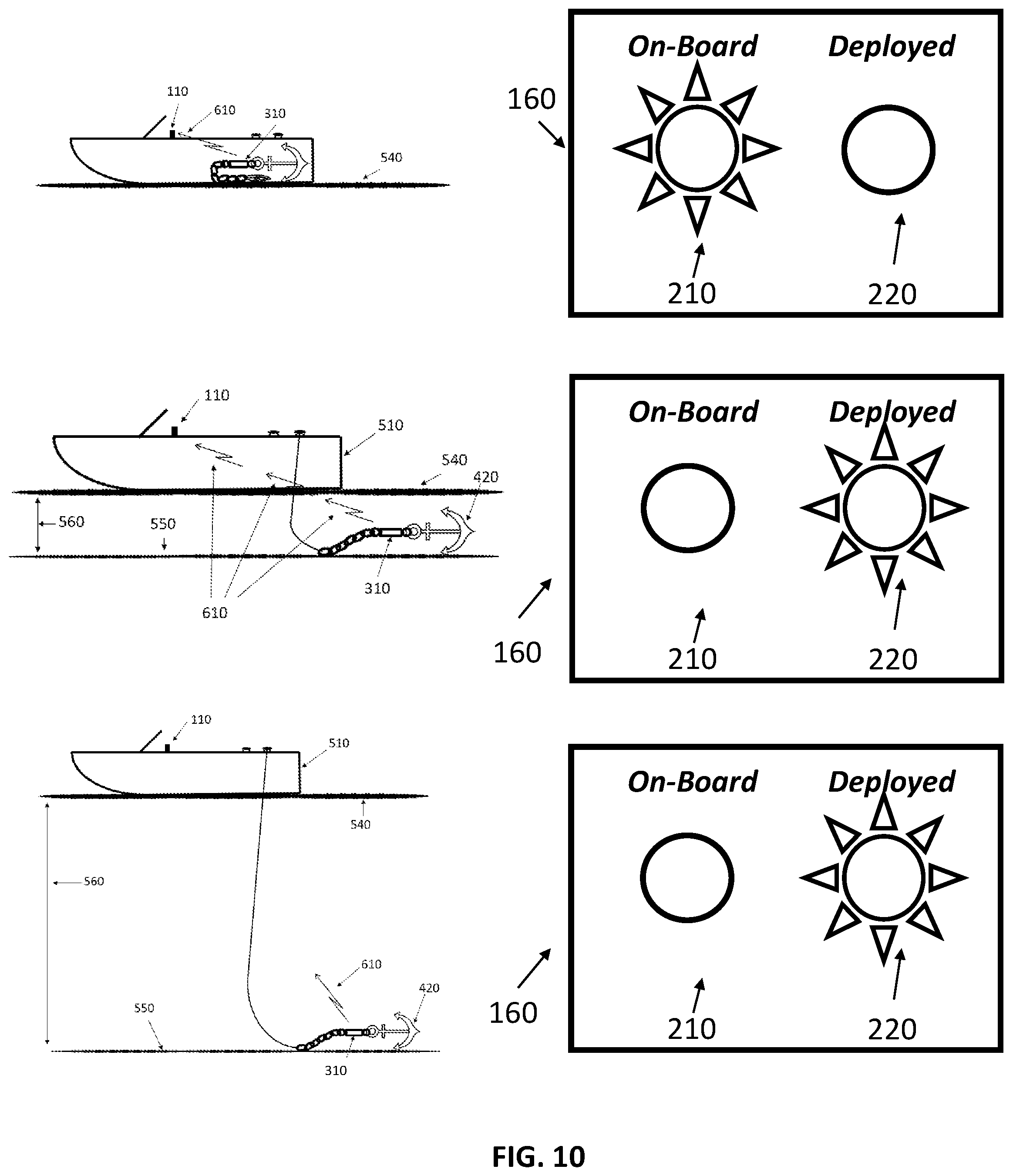 Patent US12103648 Figure 10 – Boat anchor monitoring system
