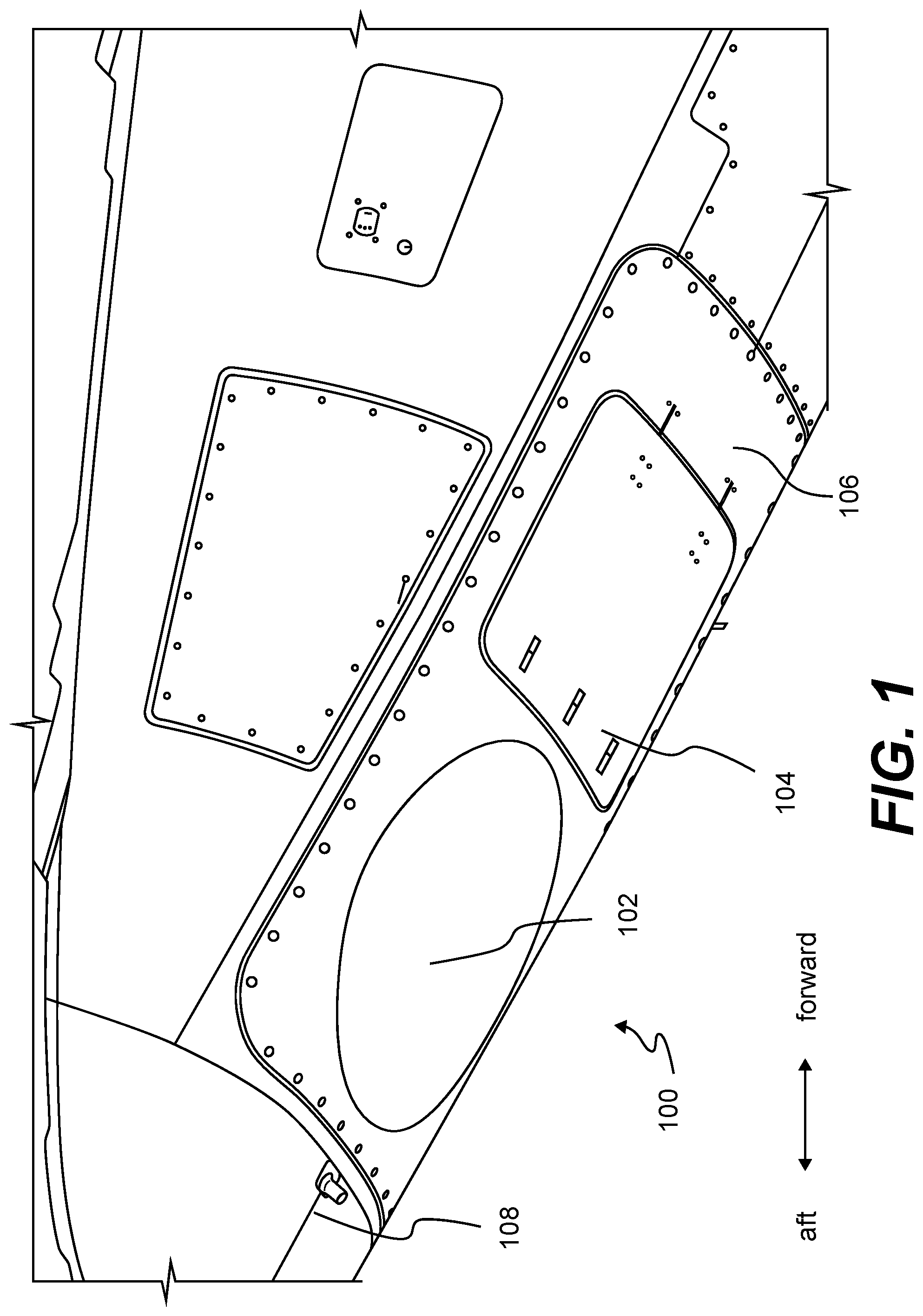 Patent US12103659 — Track door for aircraft — Figure 1