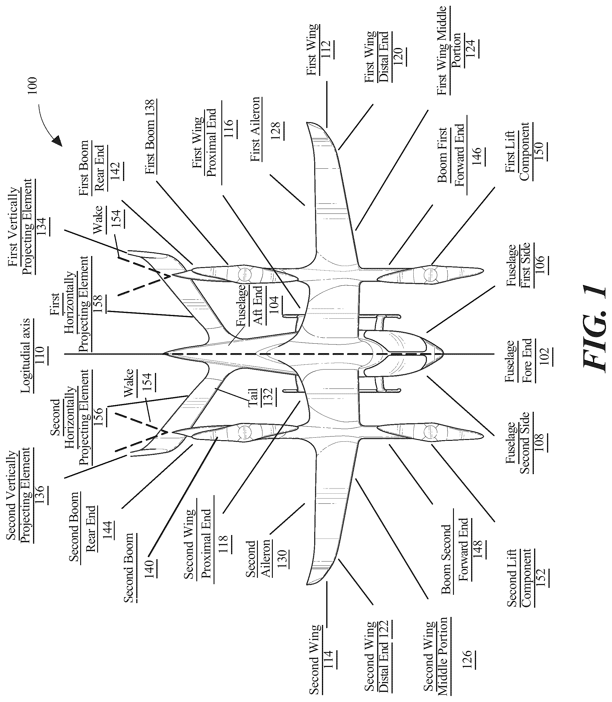 Patent US12103670 — Vertical take-off and landing (VTOL) aircraft — Figure 1
