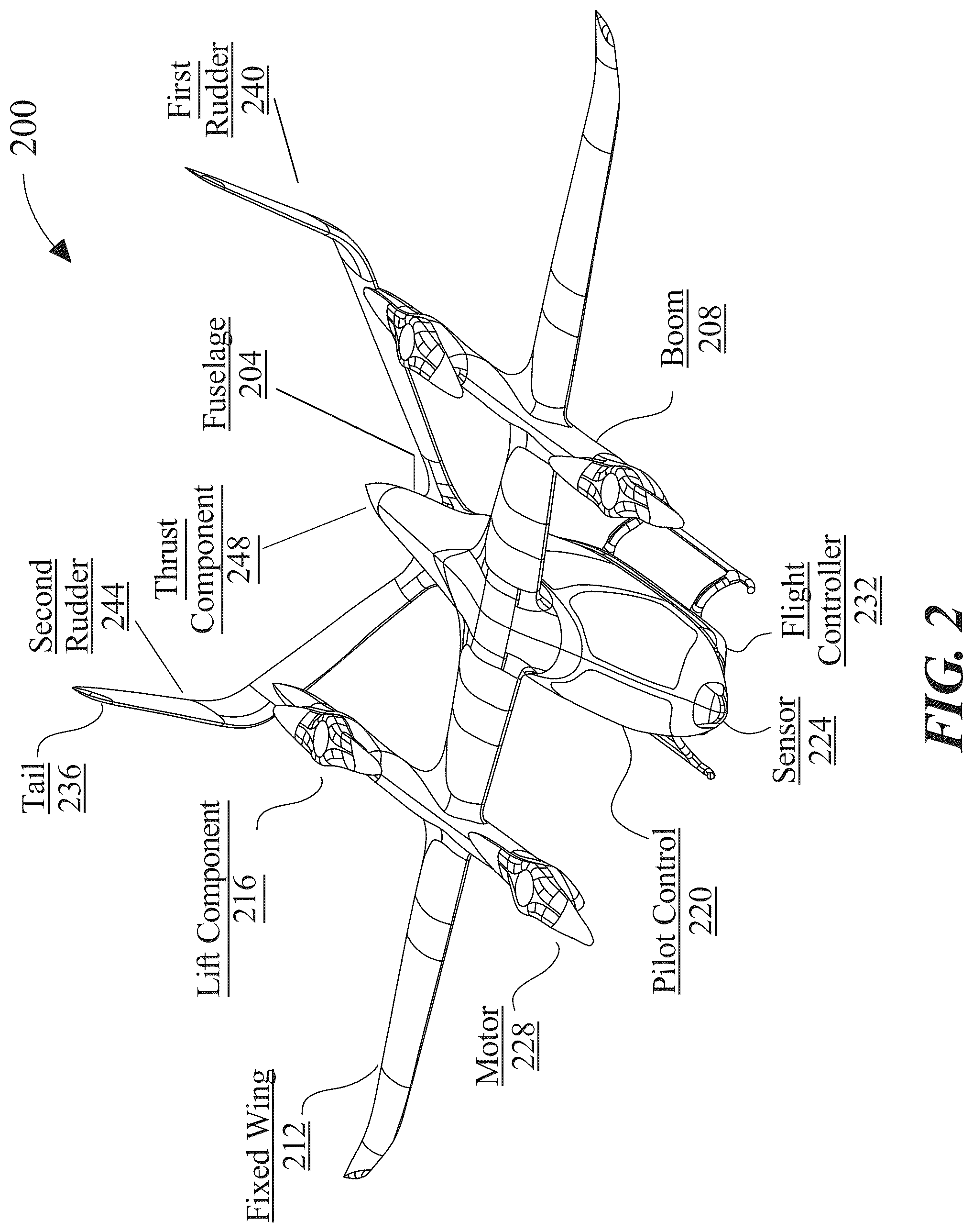 Patent US12103670 Figure 2 – Vertical take-off and landing (VTOL) aircraft