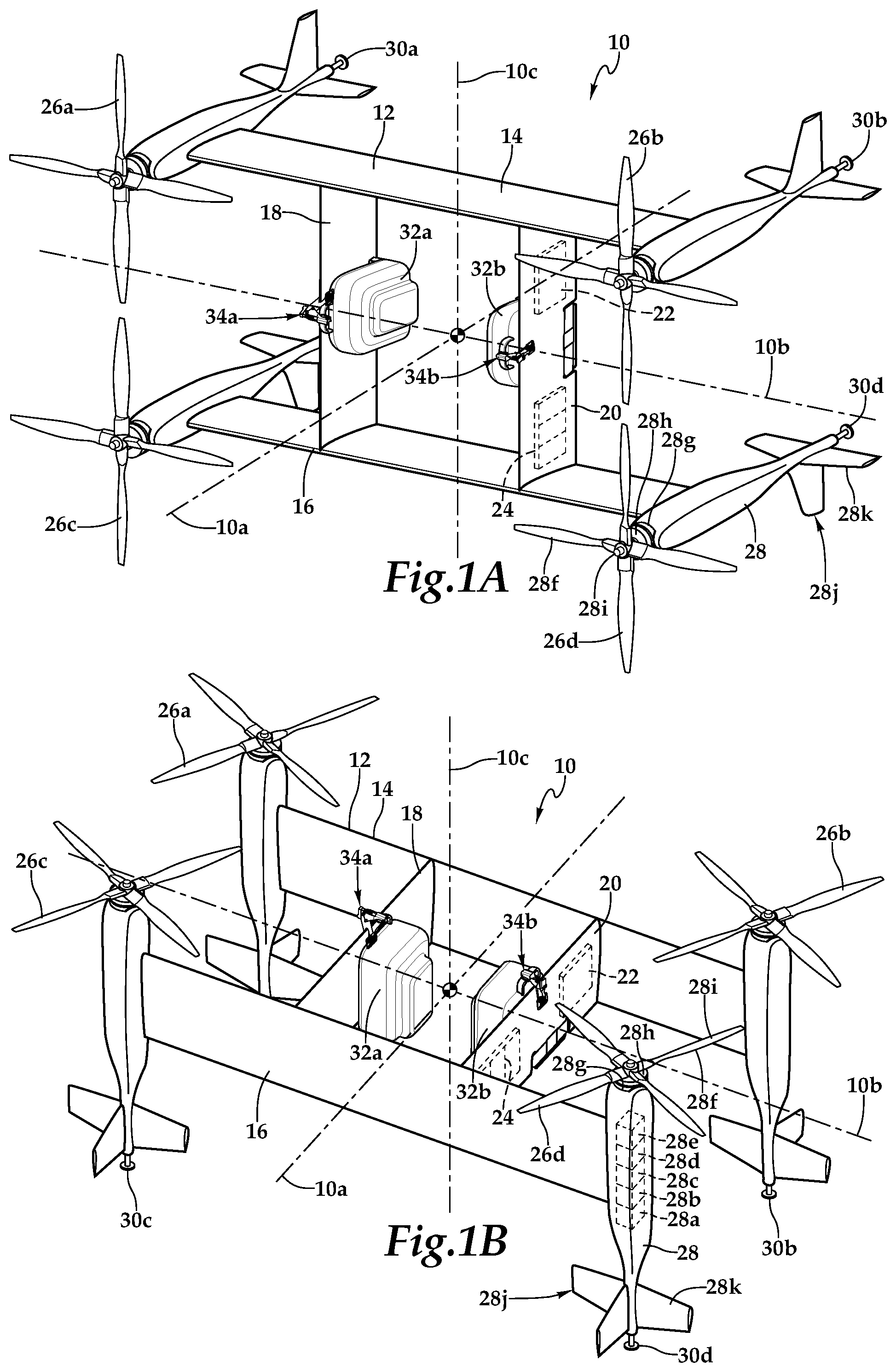 Patent US12103673 Figure 1 – Payload saddle assemblies for use on aircraft