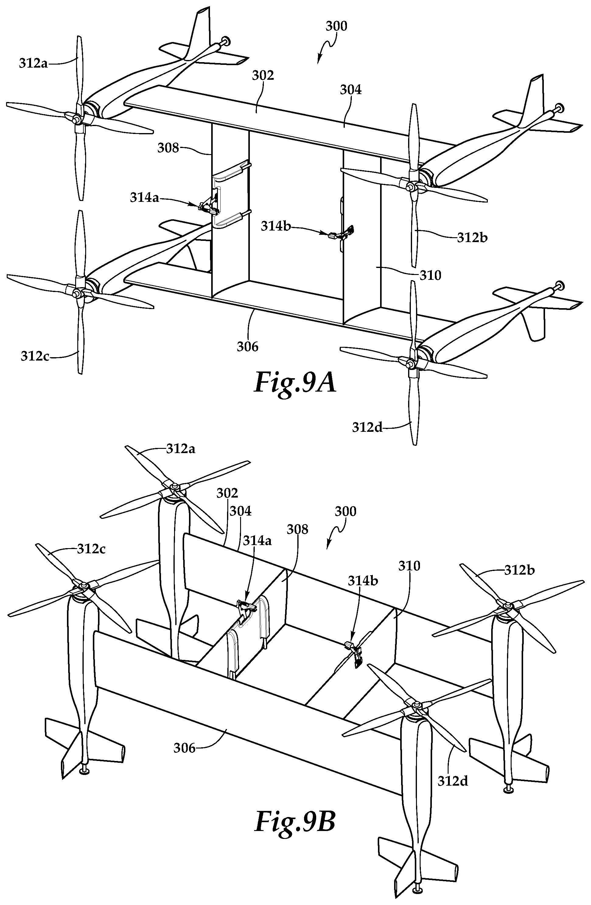 Patent US12103673 Figure 14 – Payload saddle assemblies for use on aircraft