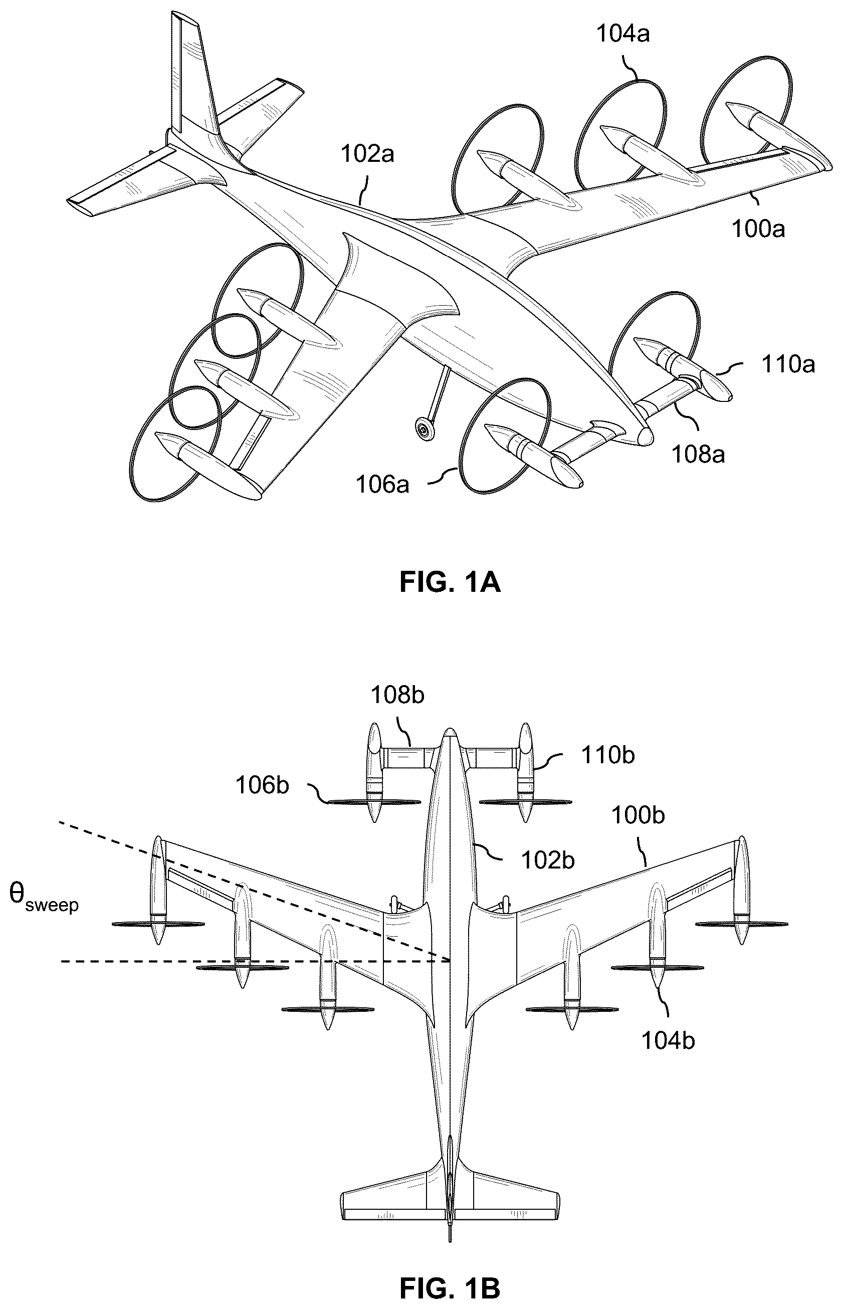 Patent US12103674 Figure 1 – Short takeoff and landing vehicle with forward swept wings