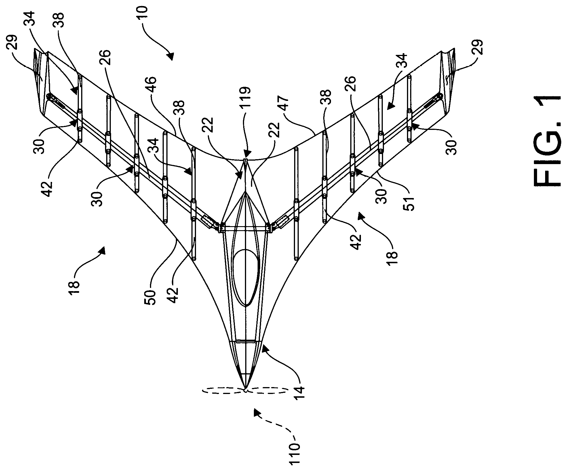 Patent US12103677 — Fabric covered aircraft wings and method for folding wings — Figure 1