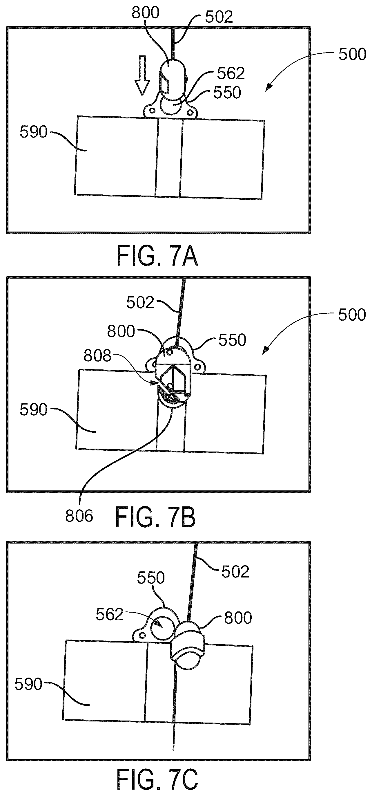 Patent US12103682 Figure 10 – Package coupling apparatus with strap and hanger for securing a package to a UAV and method of securing a package for delivery