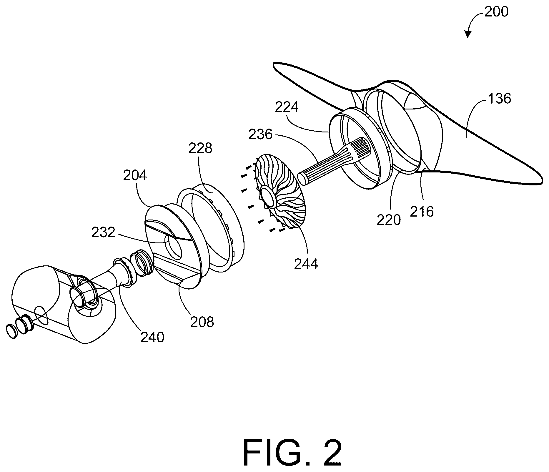 Patent US12103691 Figure 2 – Magnetic locking system of an electric aircraft rotor and methods thereof