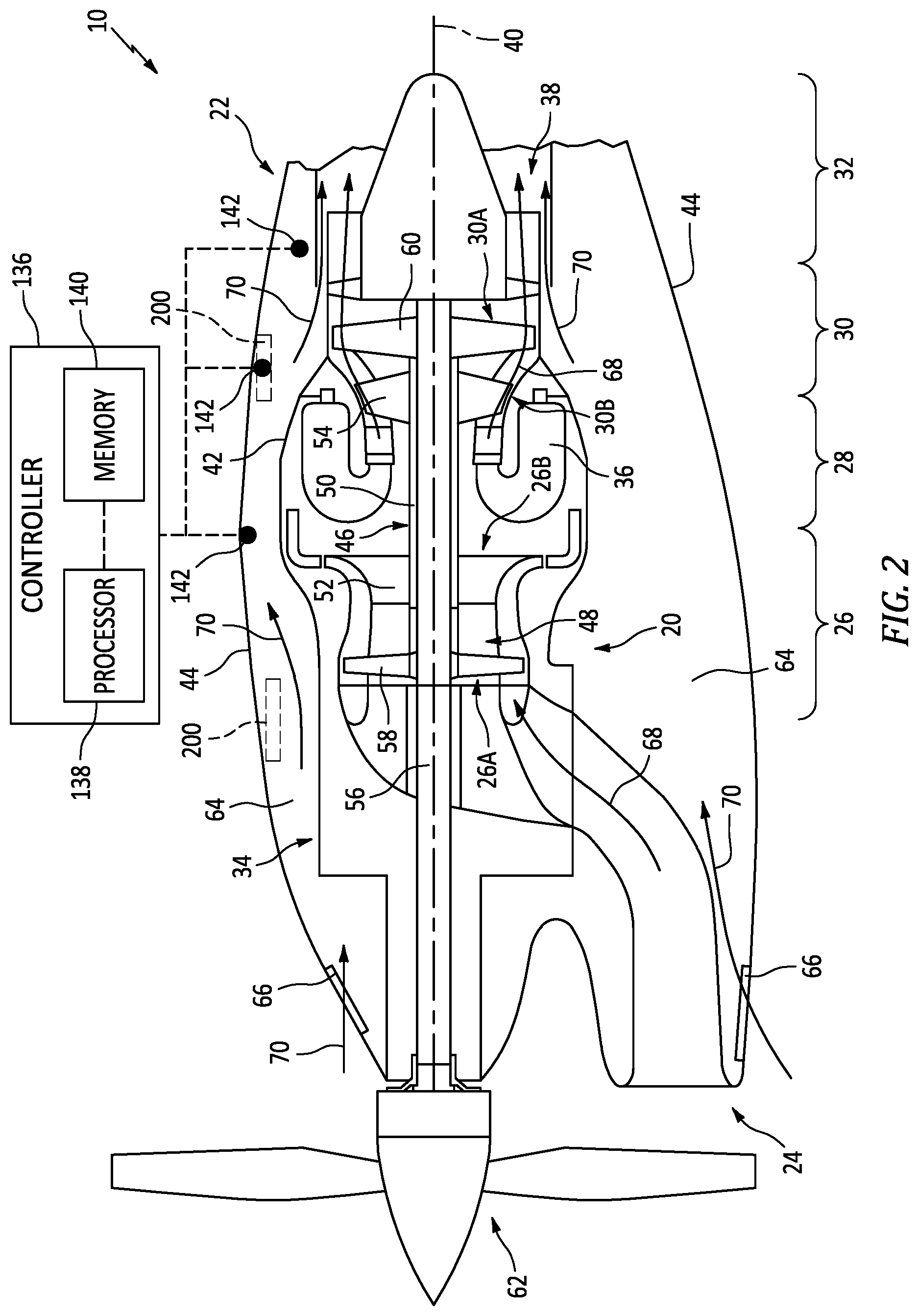 Patent US12103695 Figure 2 – Exhaust nozzle assembly for an aircraft propulsion system