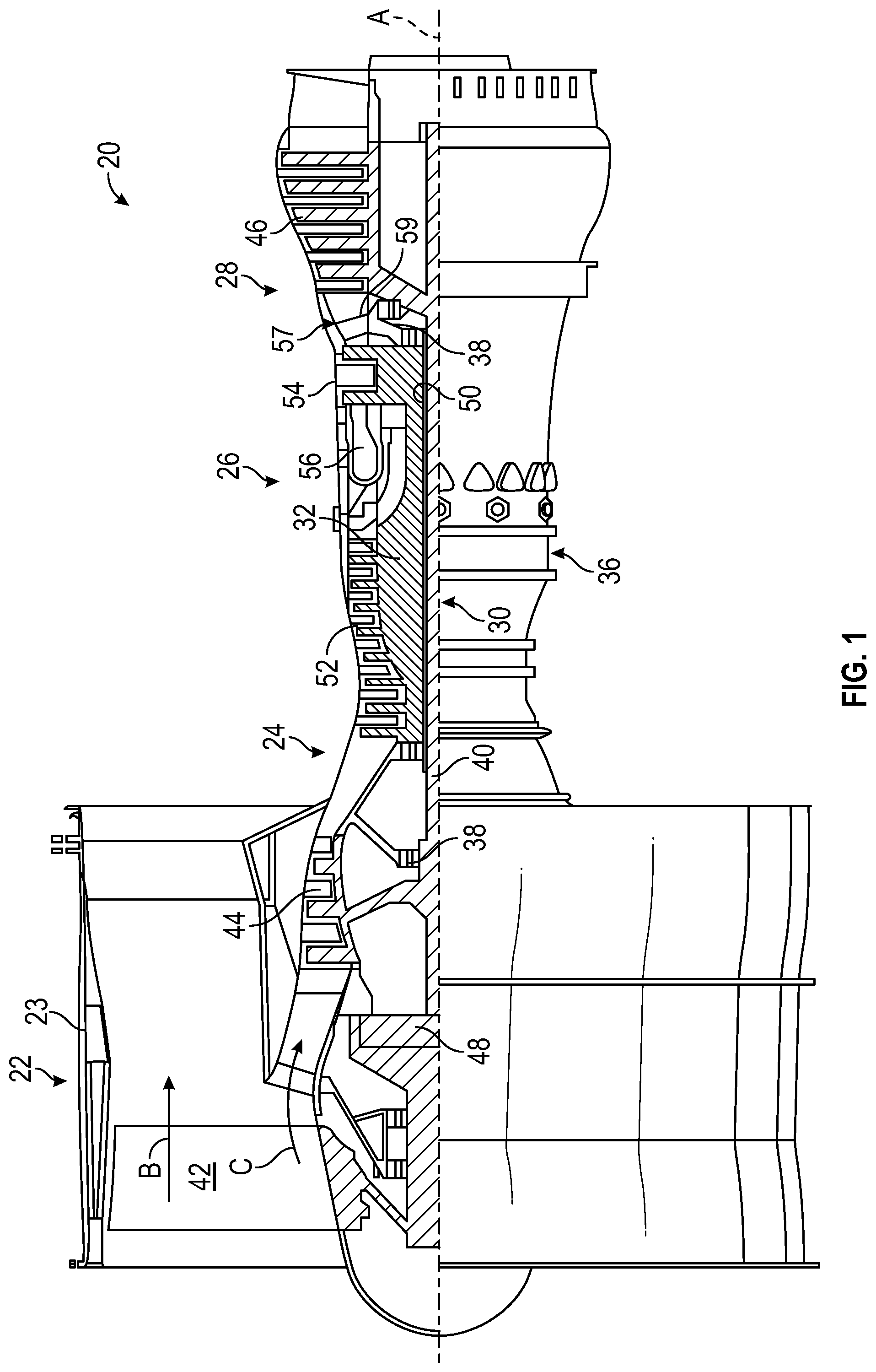 Patent US12103699 Figure 1 – Hybrid electric power for turbine engines having hydrogen fuel systems