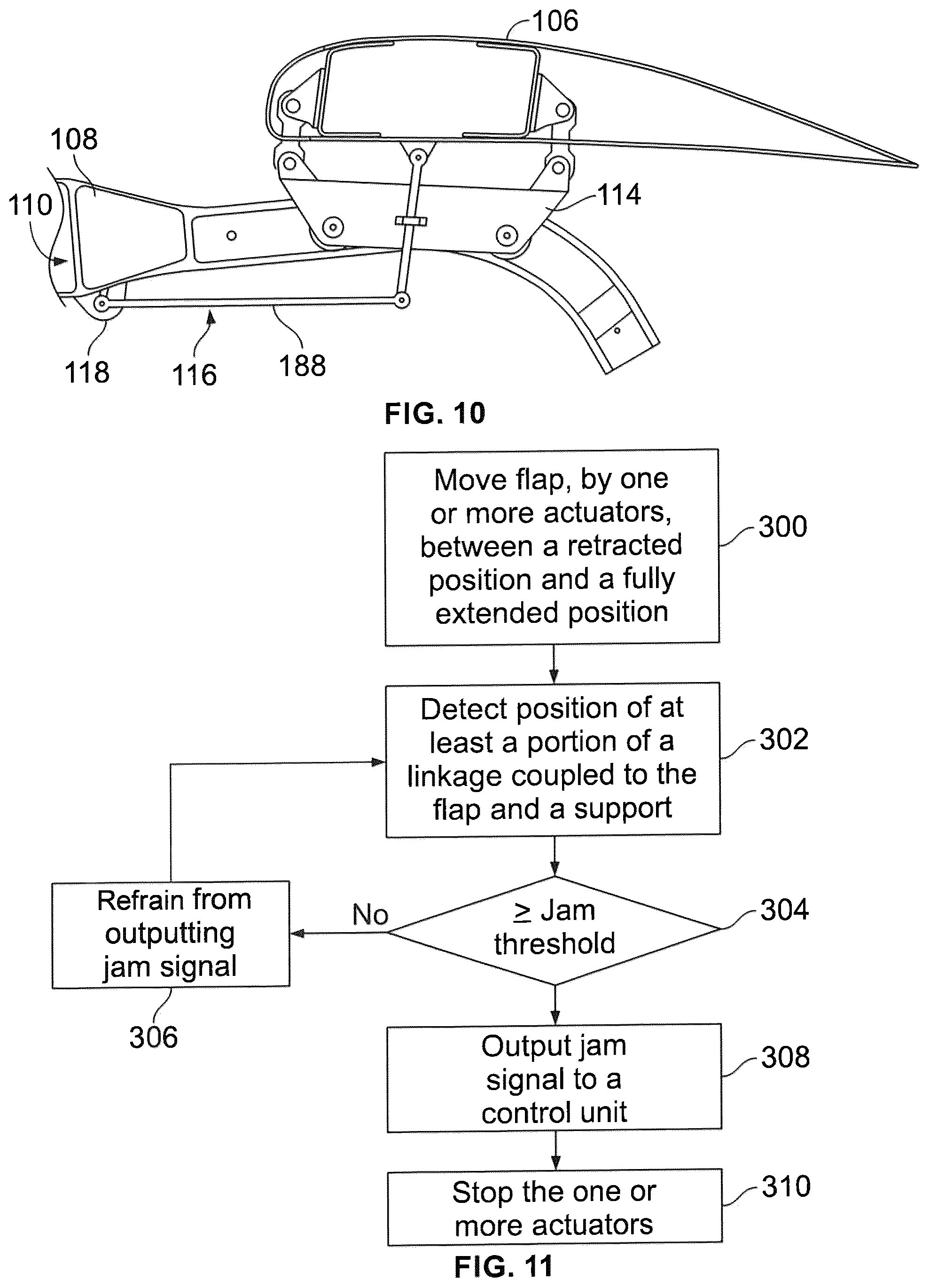 Patent US12103703 Figure 8 – Systems and methods for detecting a jam of a flap of a wing of an aircraft