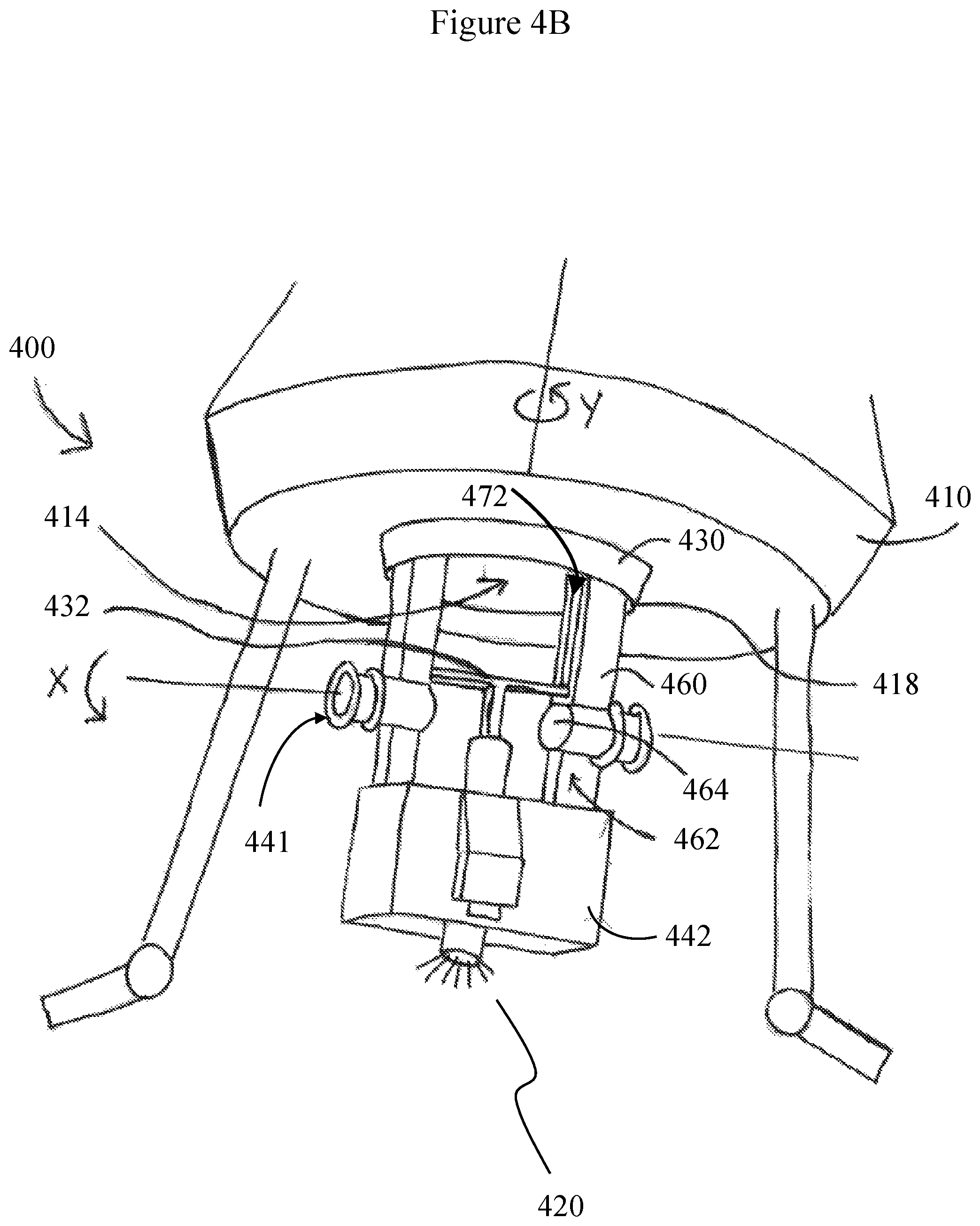 Patent US12103705 Figure 4 – Aerial drone with rotating frame