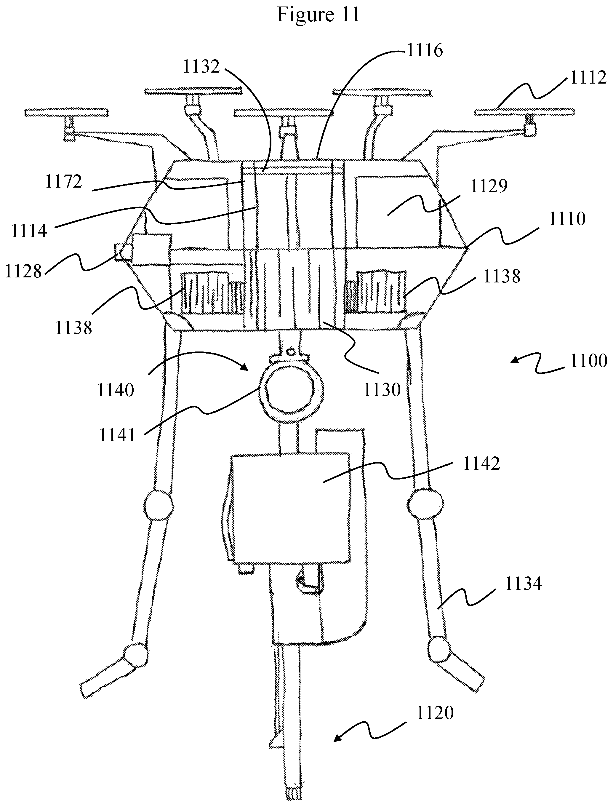 Patent US12103705 Figure 11 – Aerial drone with rotating frame