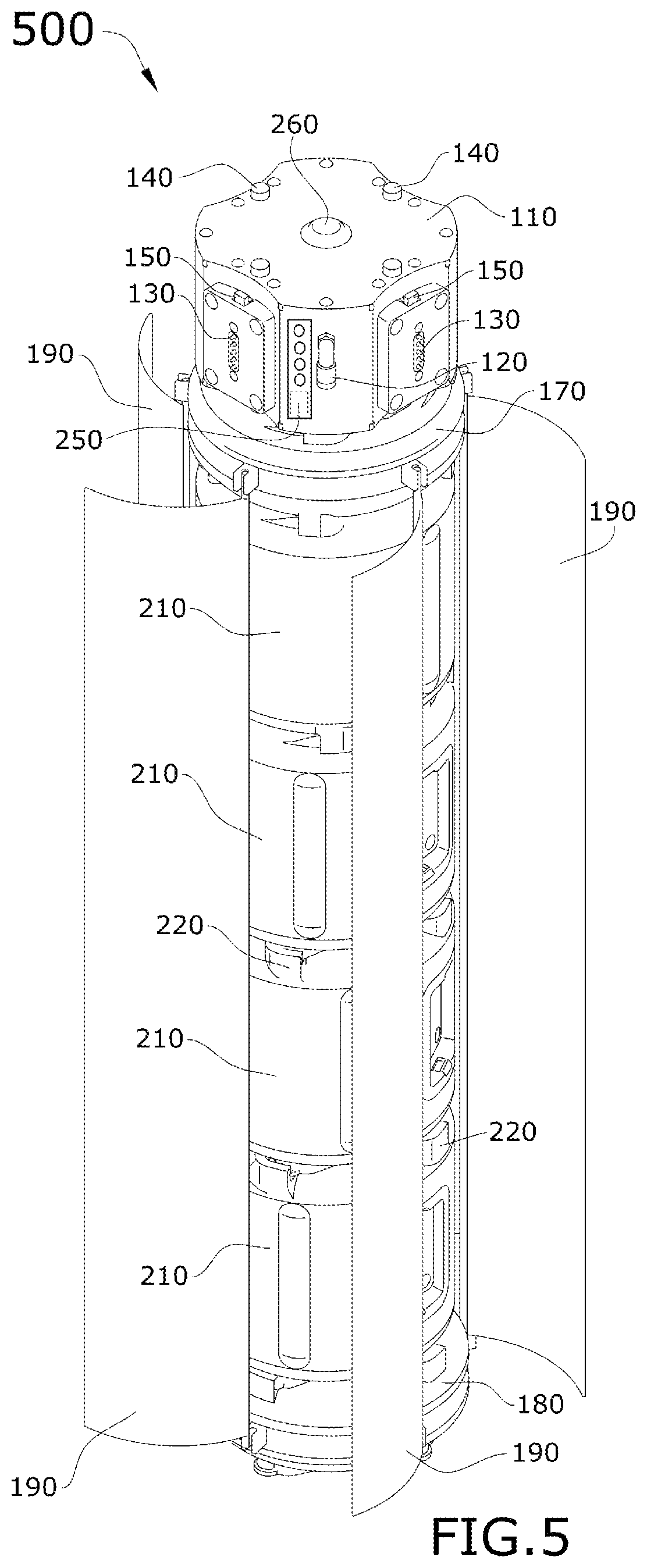 Patent US12103718 Figure 5 – Self-charging modular portable survival drone that recharges by natural elements