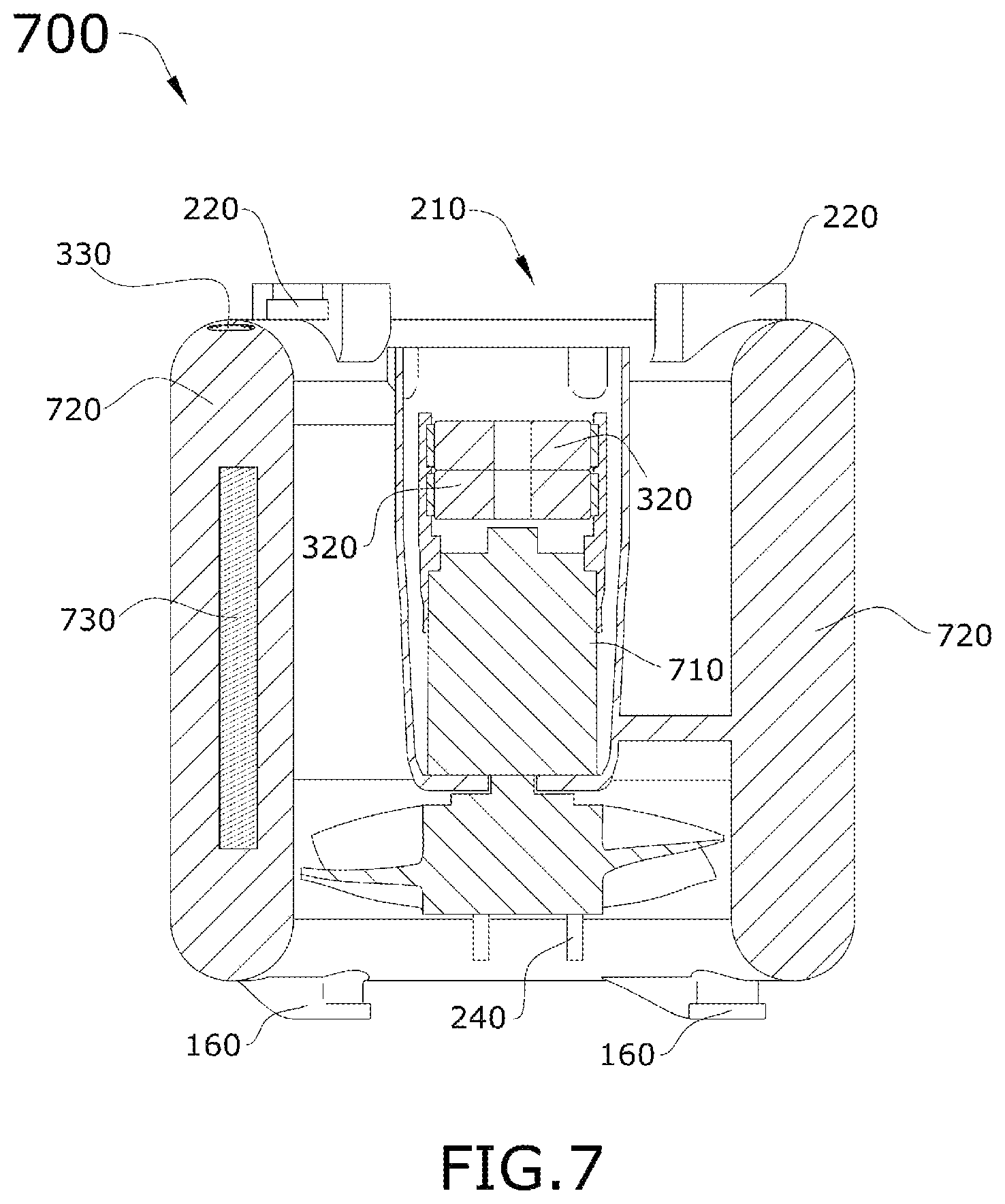 Patent US12103718 Figure 7 – Self-charging modular portable survival drone that recharges by natural elements