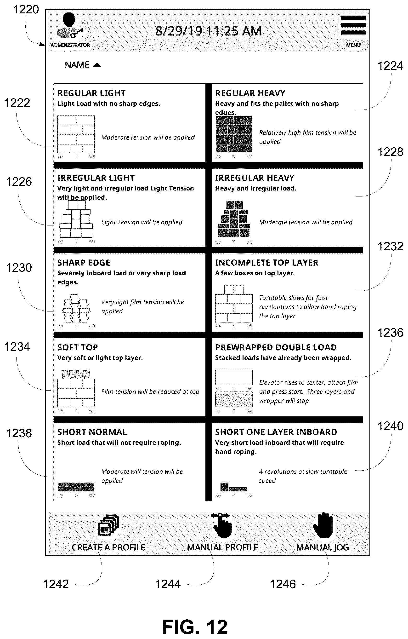 Patent US12103719 Figure 9 – Packaging material grading and/or factory profiles