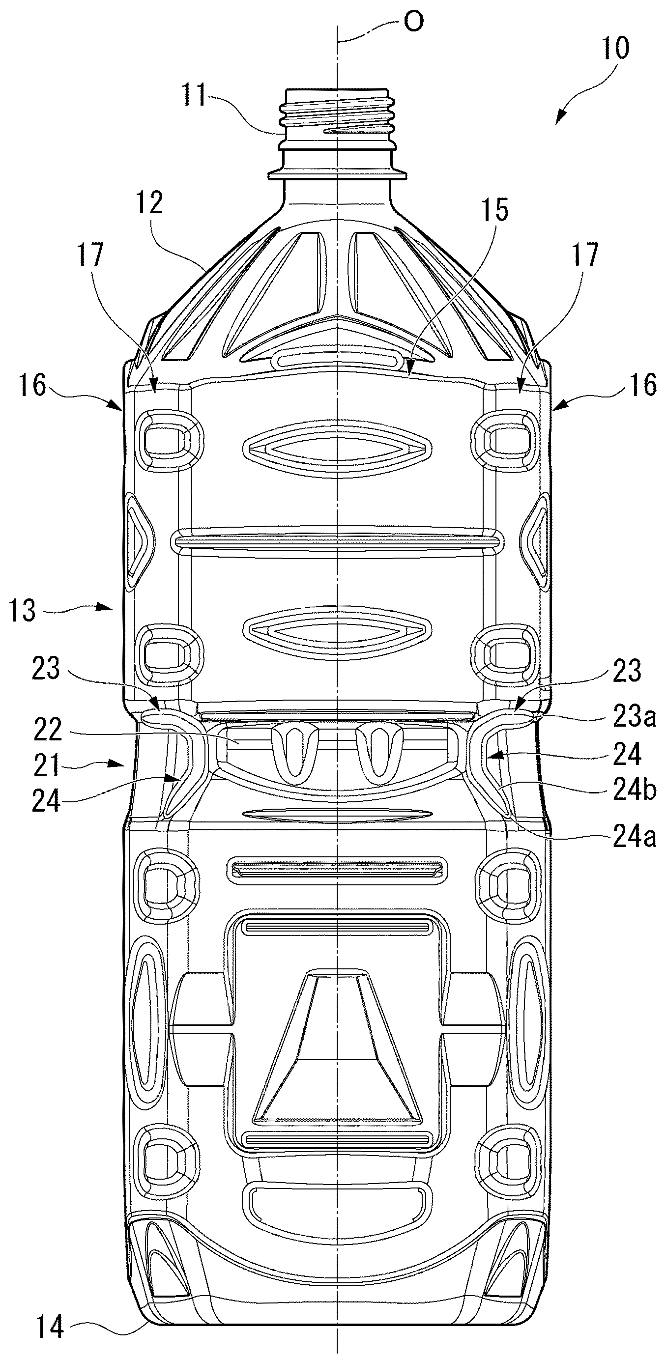 Patent US12103728 Figure 1 – Square bottle
