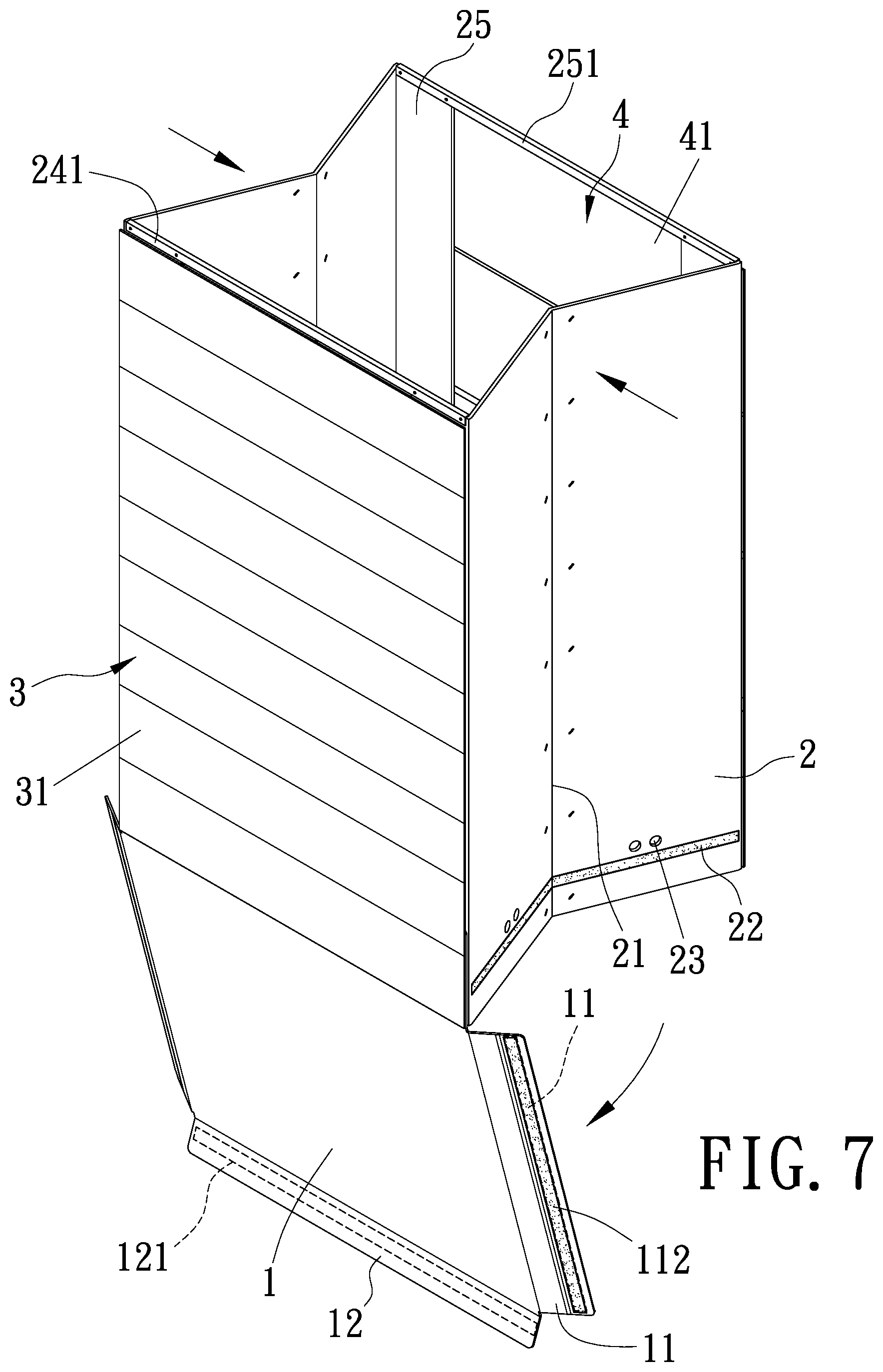 Patent US12103732 Figure 7 – Folding box