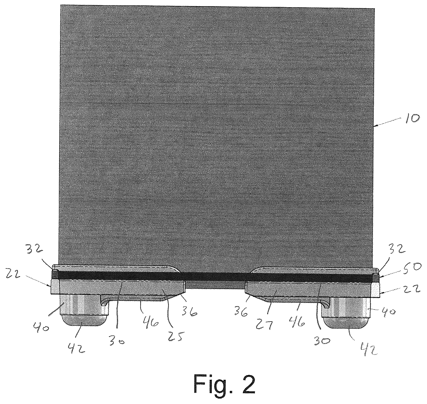 Patent US12103733 Figure 2 – Two-piece vibration dampening pallet assembly