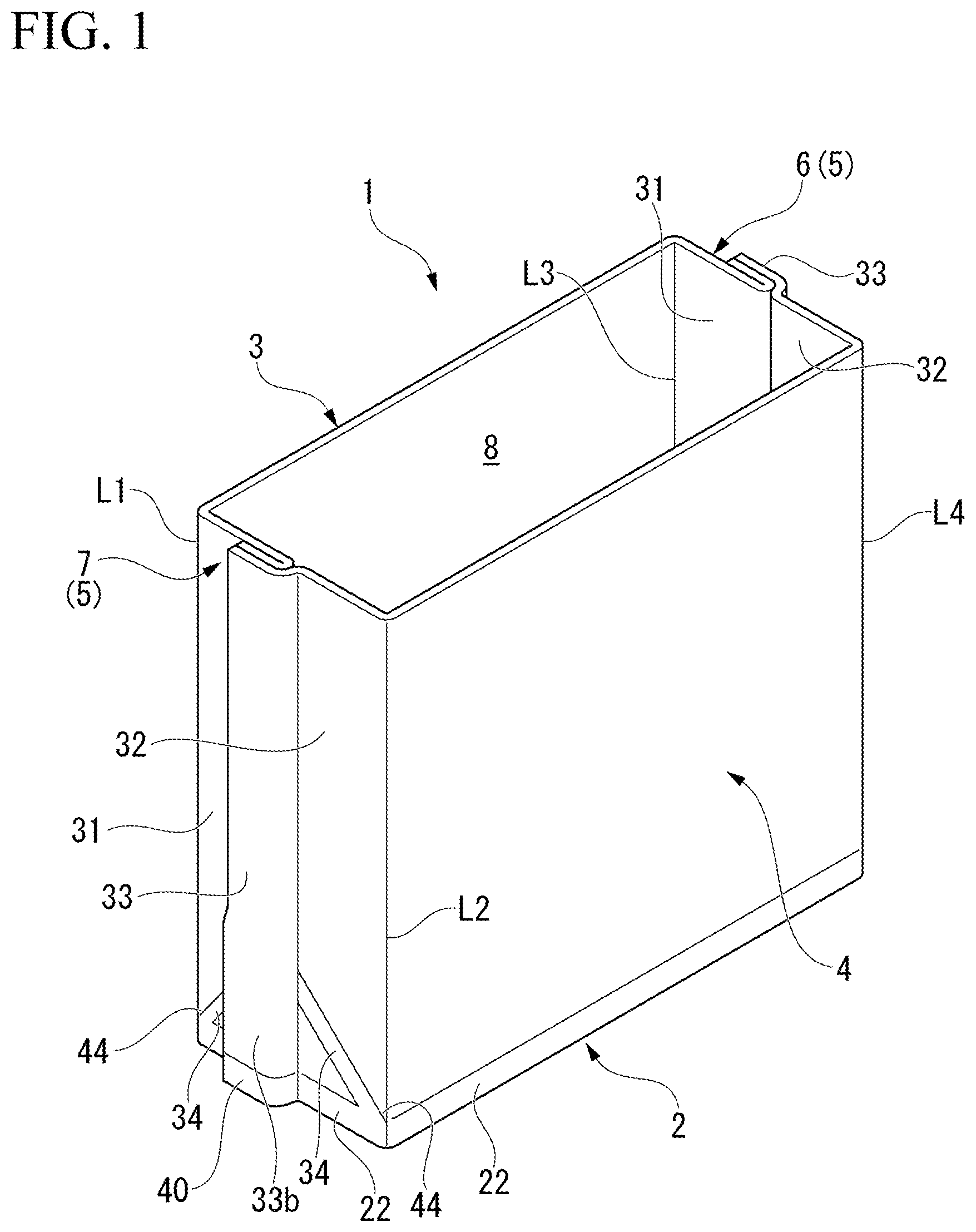 Patent US12103737 Figure 1 – Rectangular-bottomed packaging bag, and method for manufacturing rectangular-bottomed packaging bag
