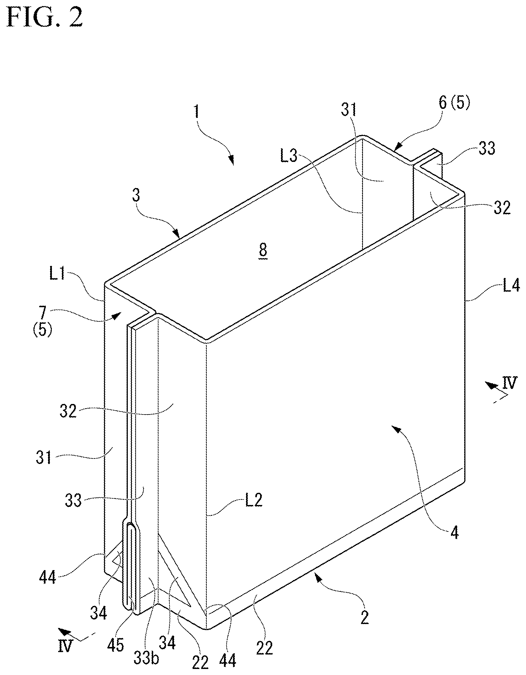 Patent US12103737 Figure 2 – Rectangular-bottomed packaging bag, and method for manufacturing rectangular-bottomed packaging bag