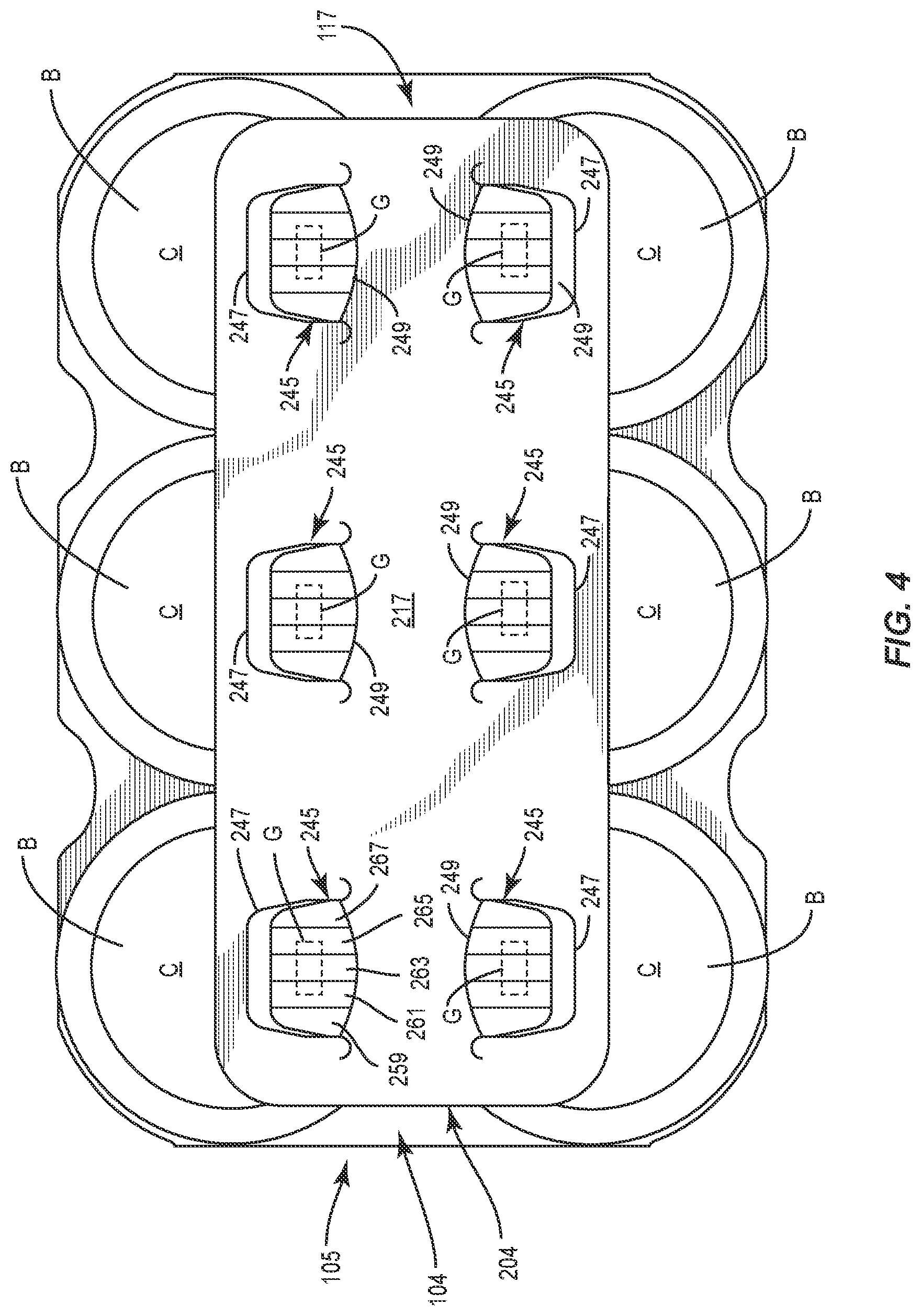 Patent US12103751 Figure 4 – Carrier for containers