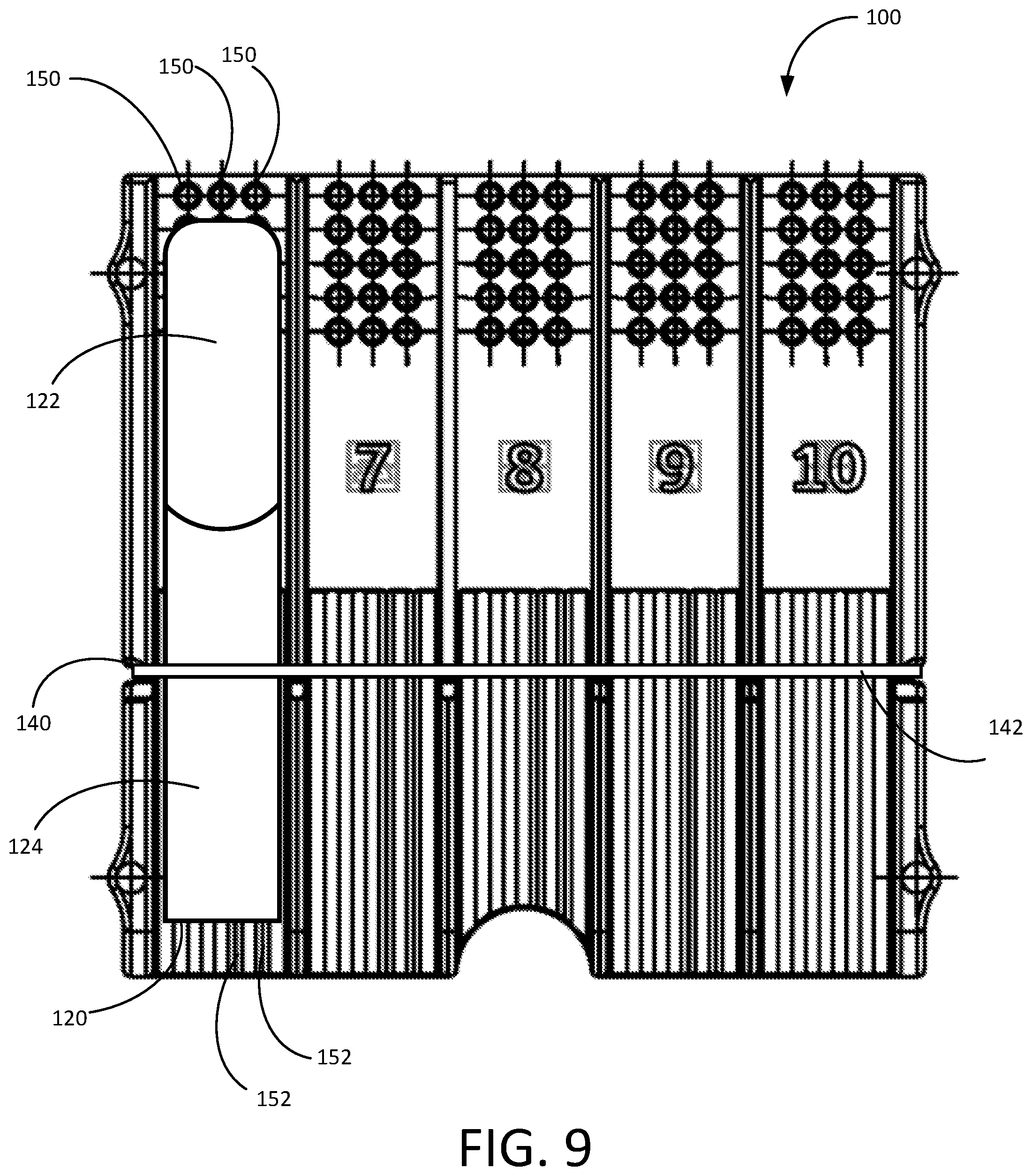 Patent US12103755 Figure 9 – Reed storage apparatus for humidity control