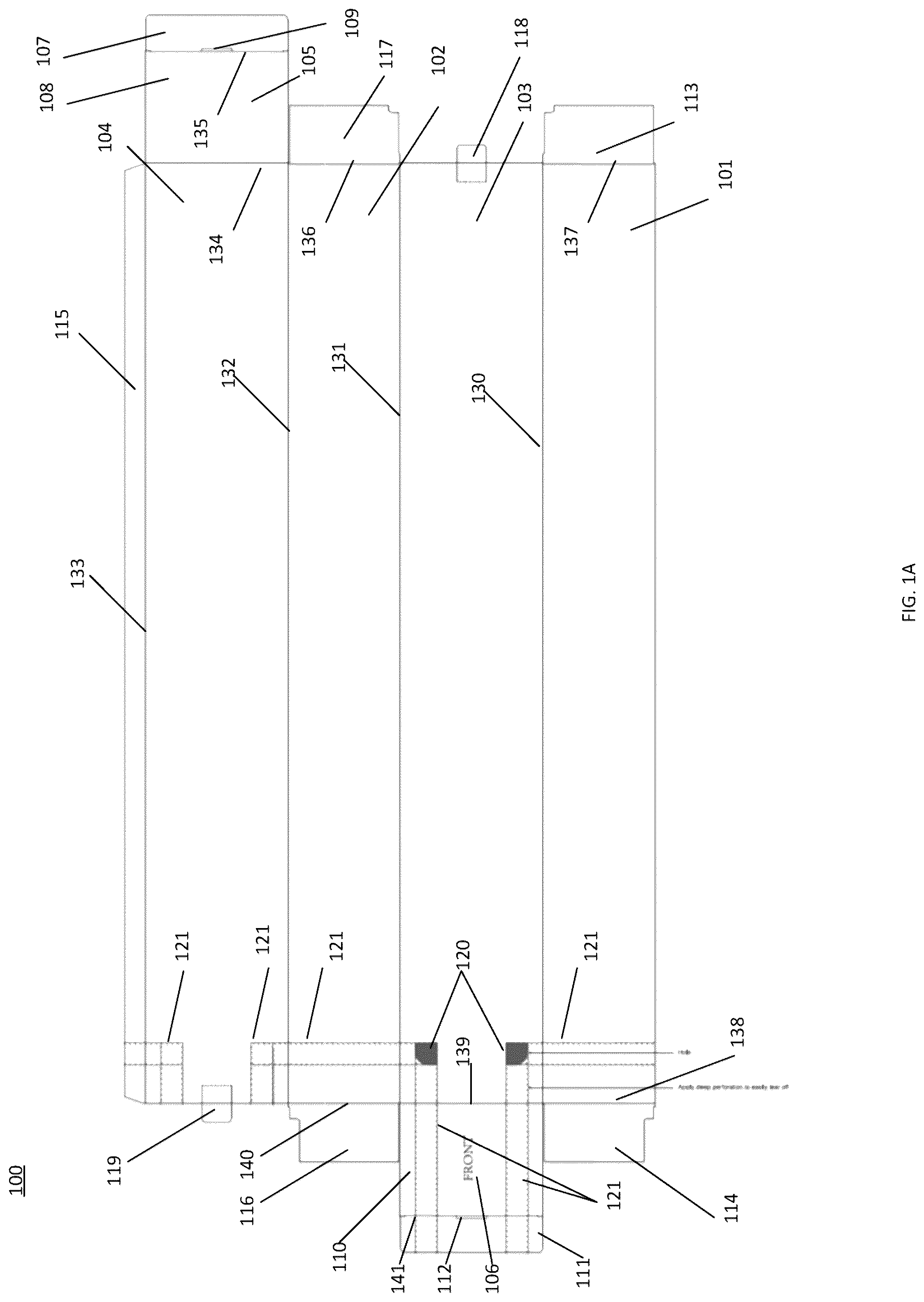 Patent US12103763 Figure 1 – Perforated shipping and display box for packaged lighting elements