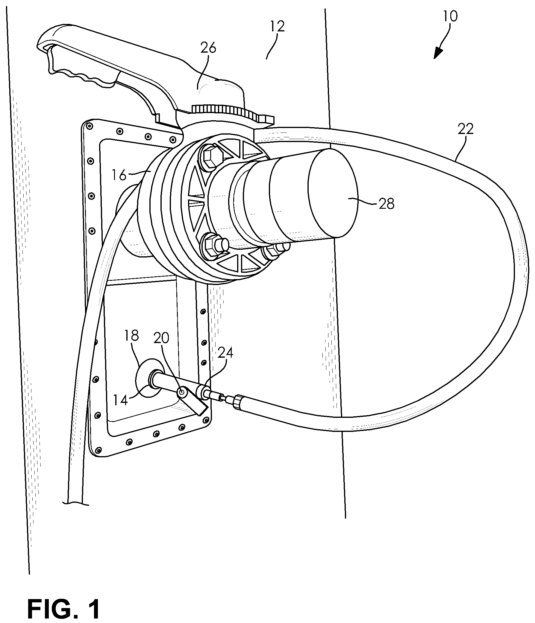 Patent US12103765 — Vehicle trailer or shipping container monitoring and evacuation assembly — Figure 1