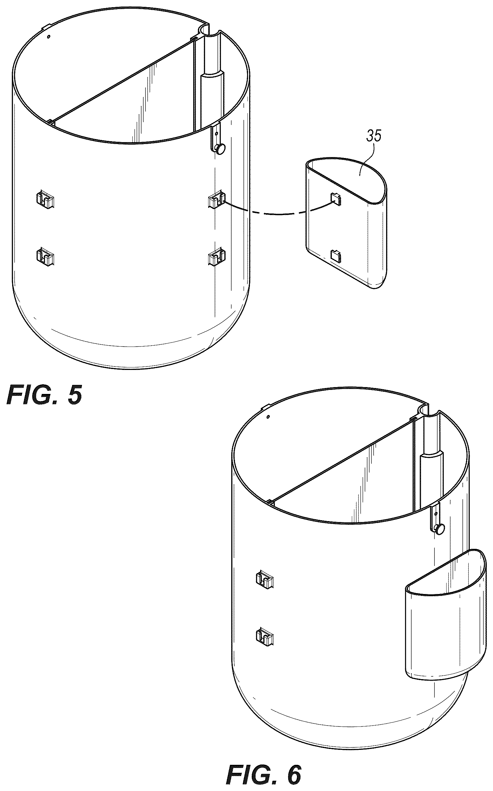 Patent US12103766 Figure 5 – Groundskeeping receptacle with integrated trash picker retainer
