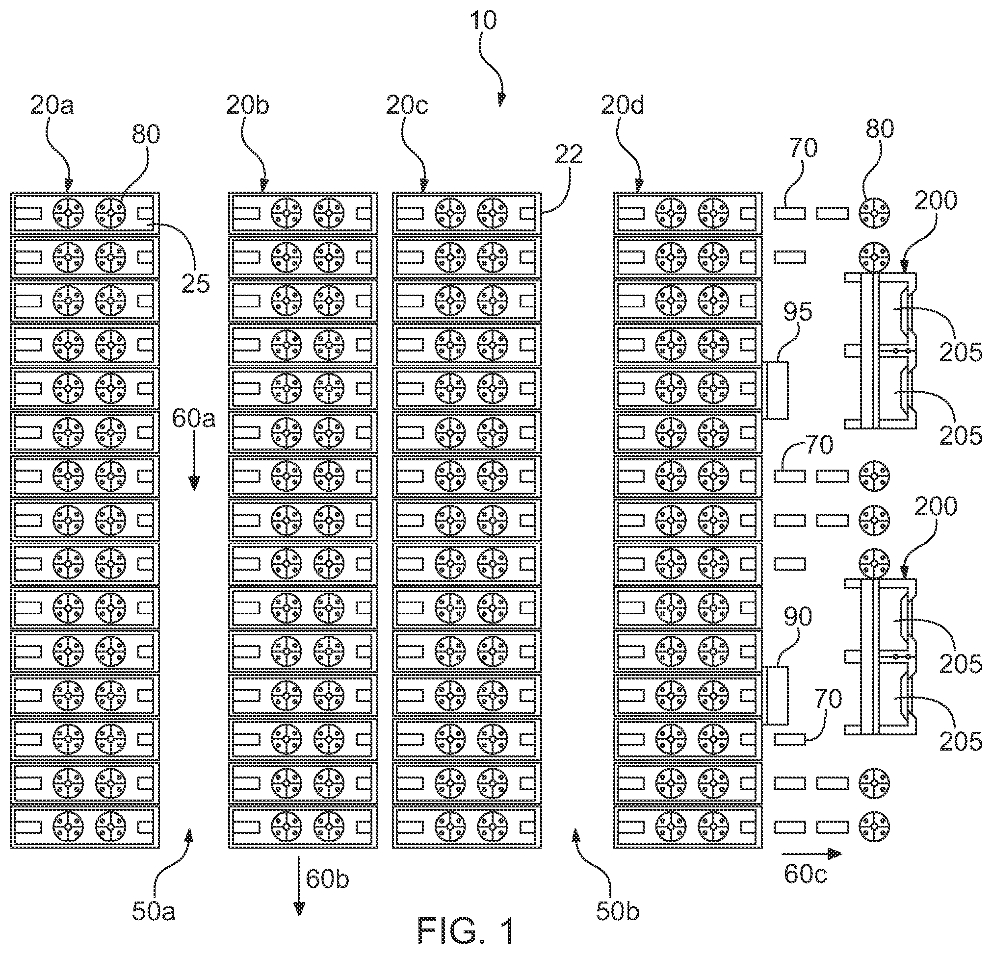 Patent US12103778 Figure 1 – Material handling apparatus having separate workstation and method of use