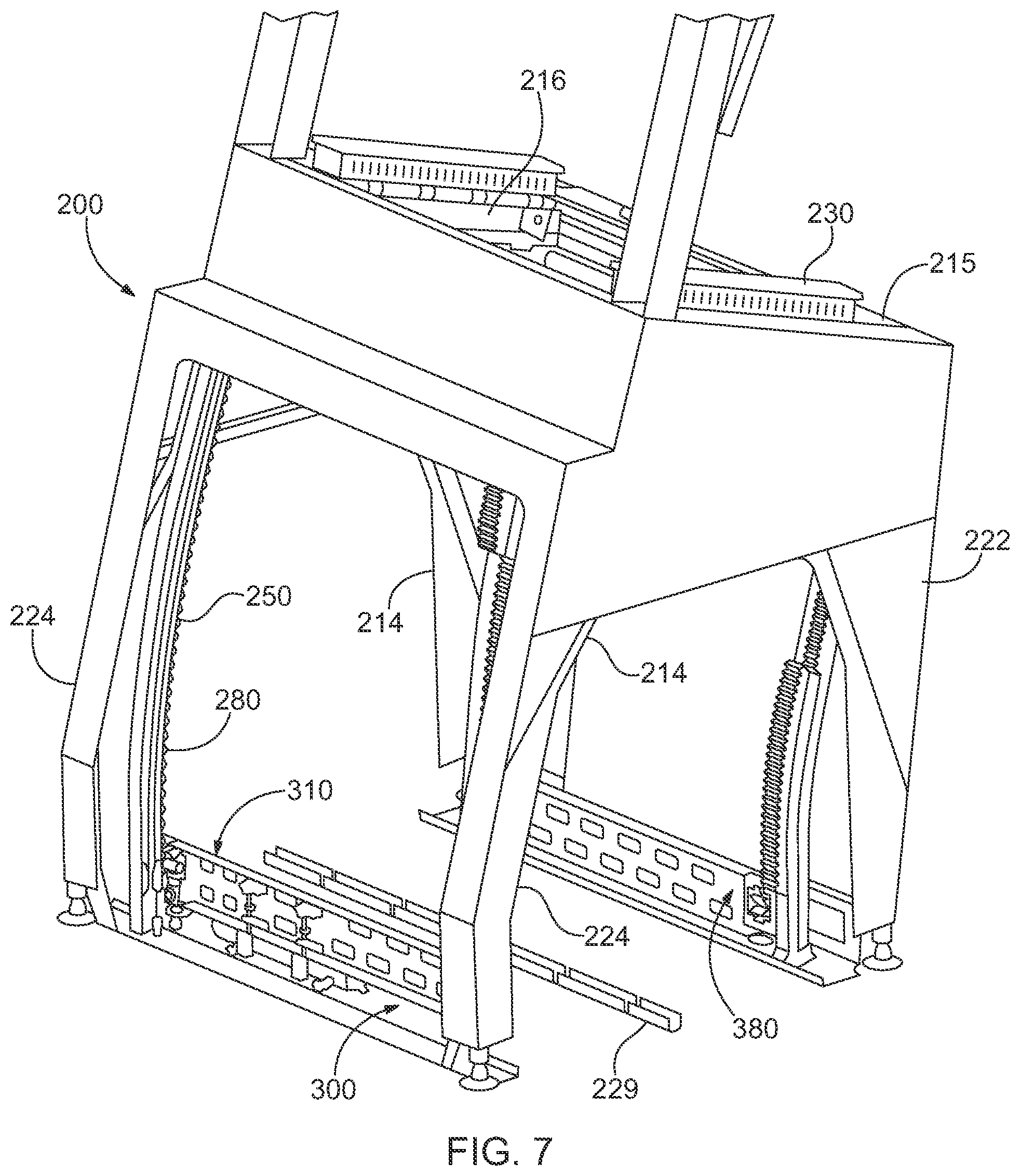 Patent US12103778 Figure 6 – Material handling apparatus having separate workstation and method of use