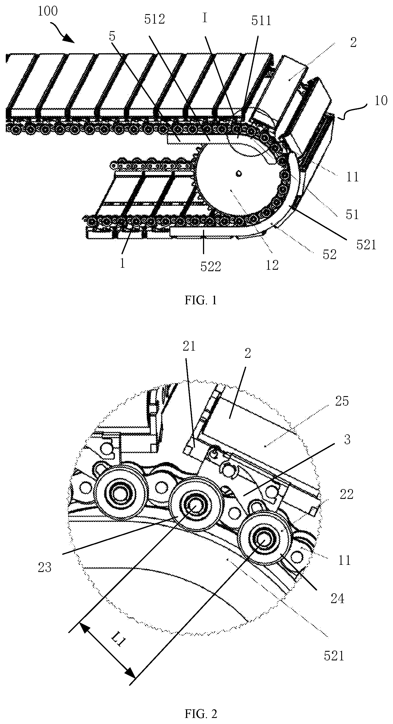 Patent US12103781 Figure 1 – Chain conveying mechanism and article sorting system
