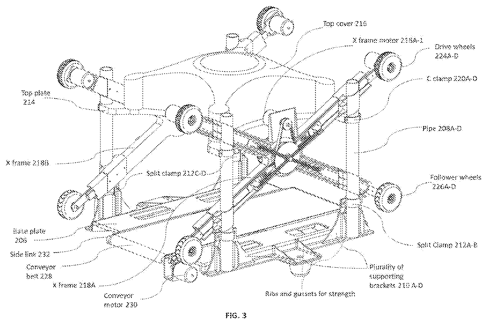 Patent US12103794 Figure 8 – Storage system with guided plate based lifting apparatus for payload loading-unloading on storage rack