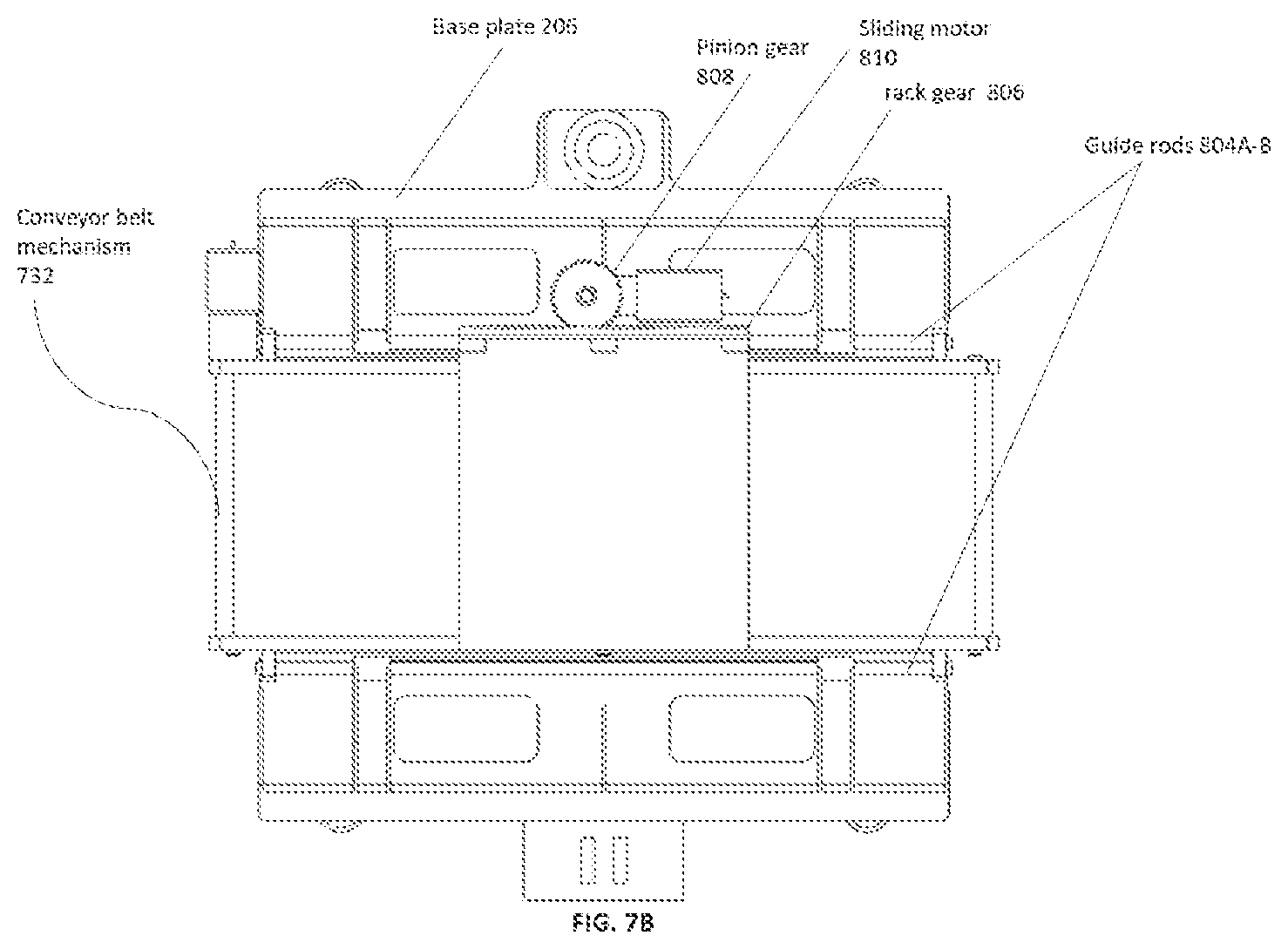 Patent US12103794 Figure 17 – Storage system with guided plate based lifting apparatus for payload loading-unloading on storage rack