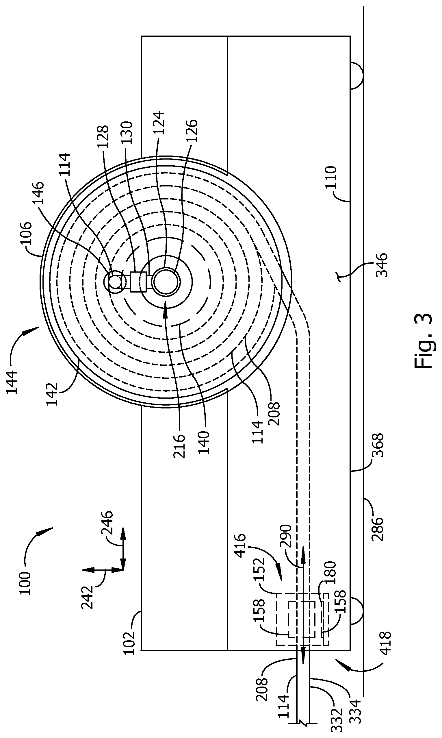 Patent US12103813 Figure 2 – Reel with automatic line extension